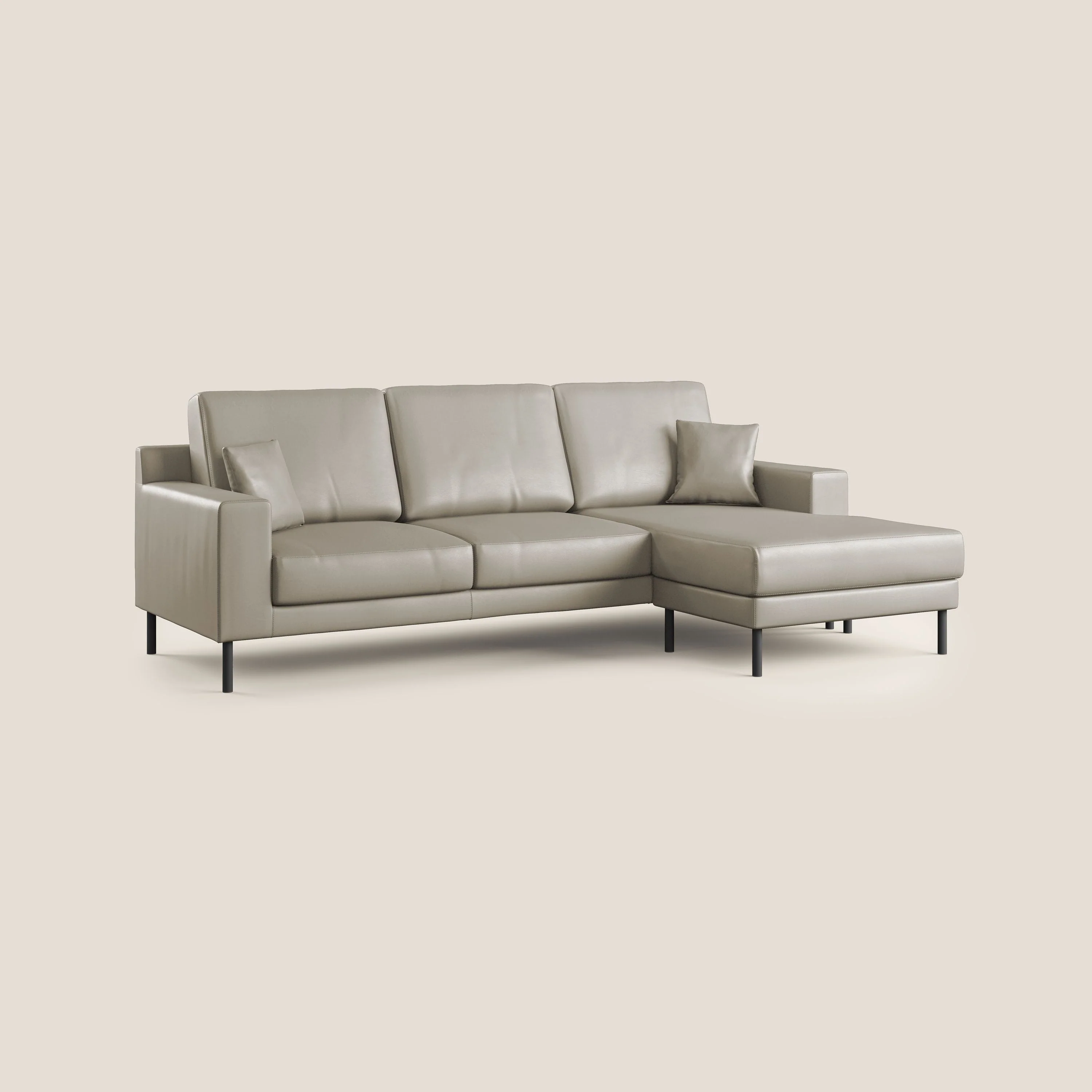 Uranio Canapé d'angle moderne réversible en simili cuir imperméable T04 taupe - Image 2