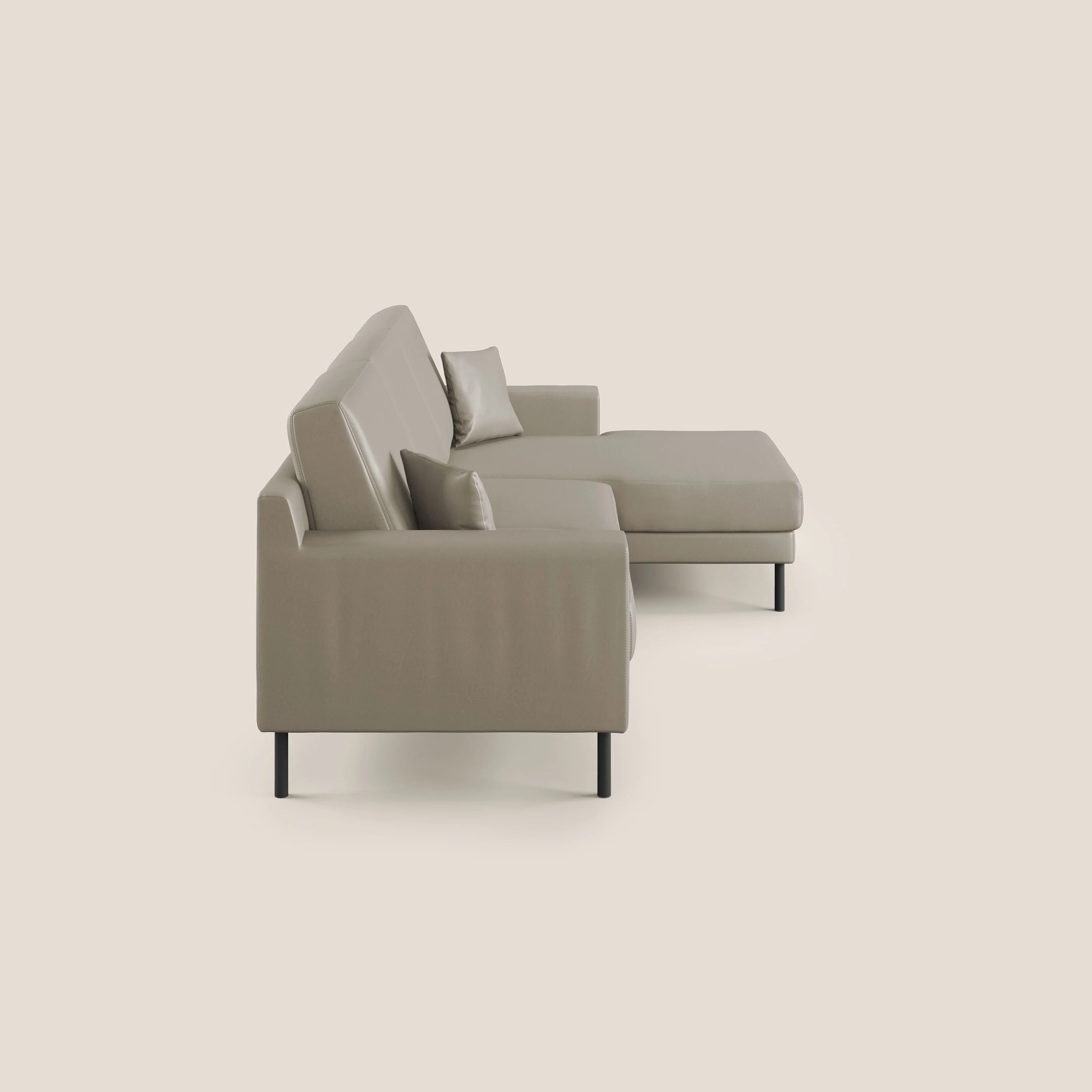 Uranio Canapé d'angle moderne réversible en simili cuir imperméable T04 taupe - Image 3