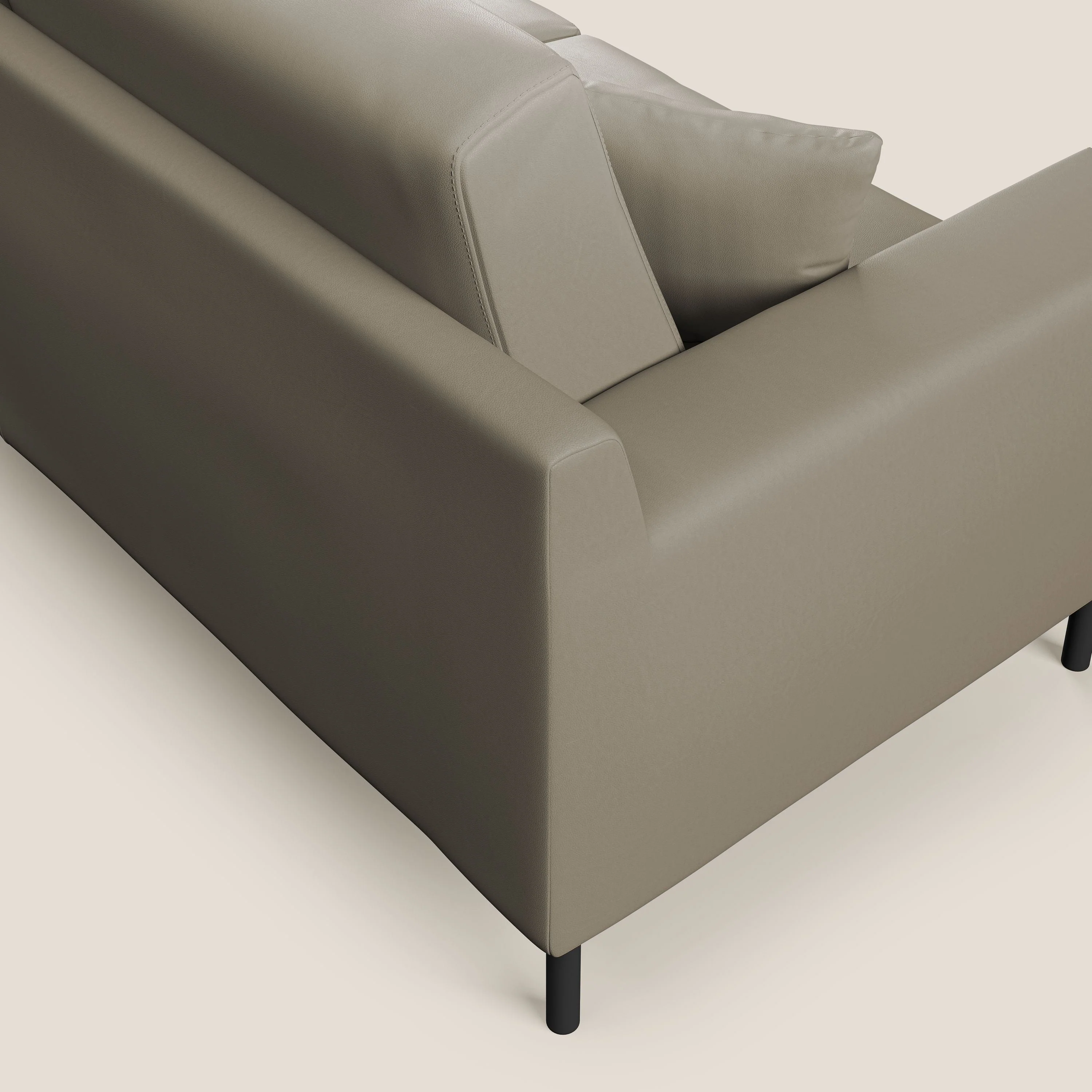 Uranio Canapé d'angle moderne réversible en simili cuir imperméable T04 taupe - Image 6