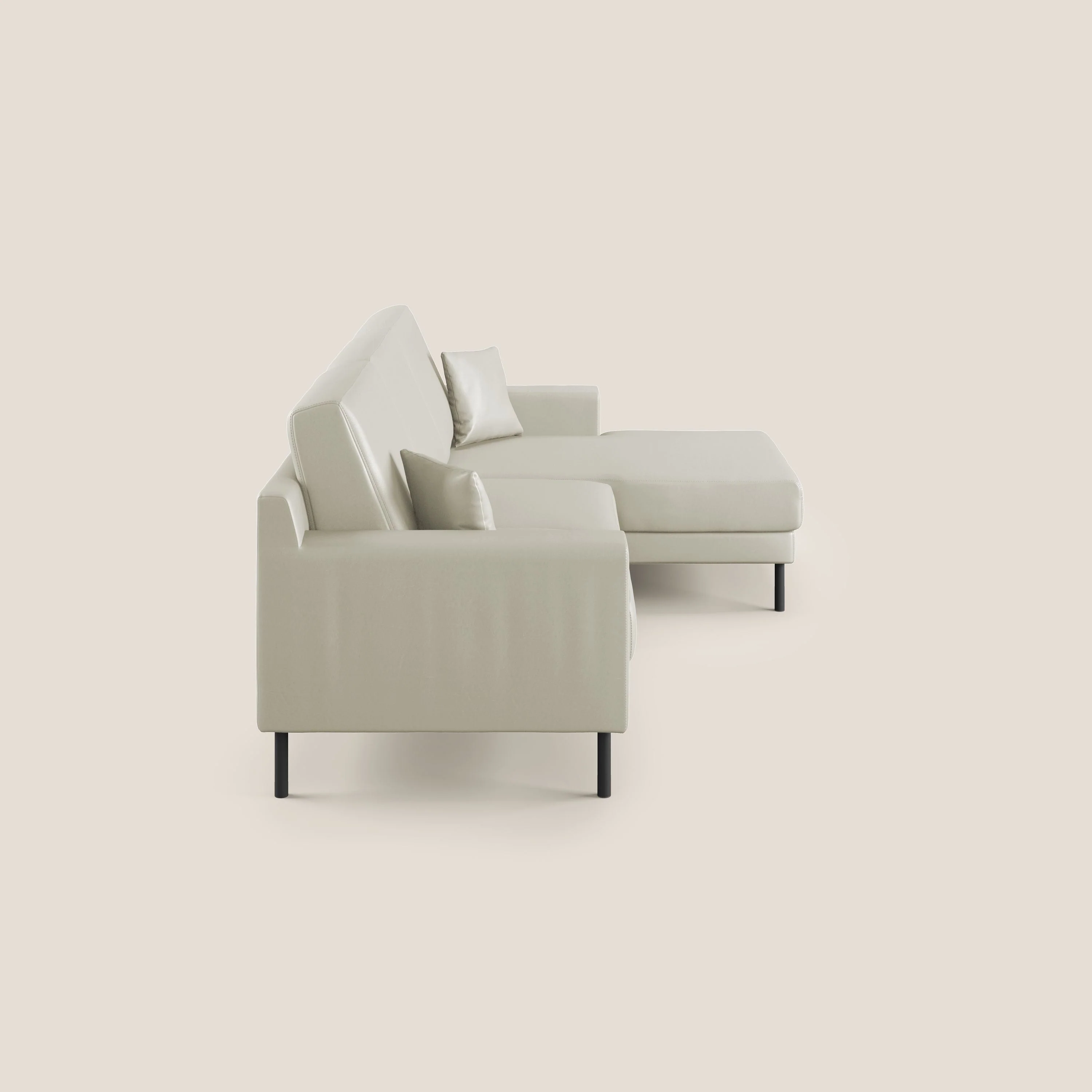 Uranio Canapé d'angle moderne réversible en simili cuir imperméable T04 Taupe tortora - Image 3