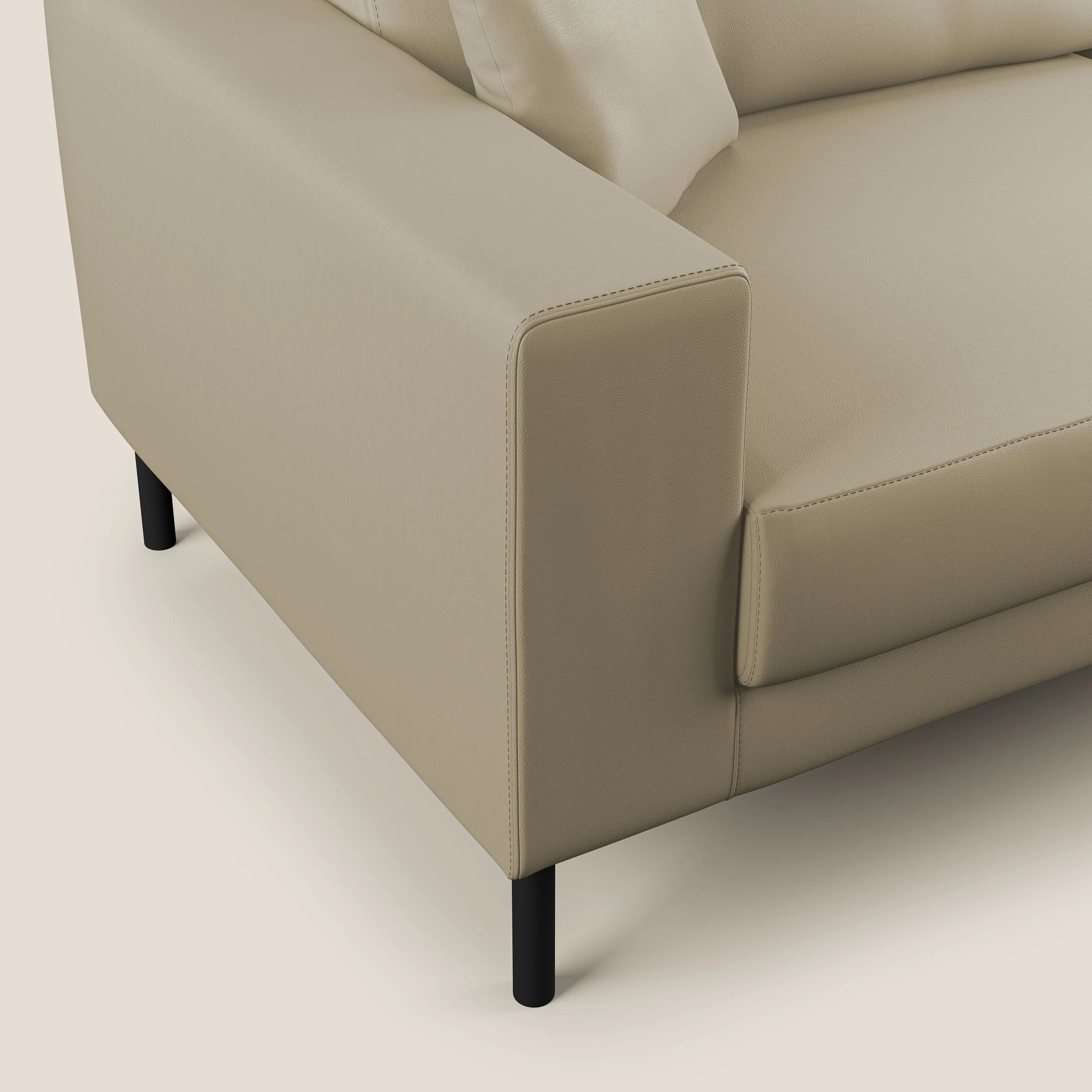 Uranio canapé linéaire moderne en simili cuir imperméable T04 crème - Image 3