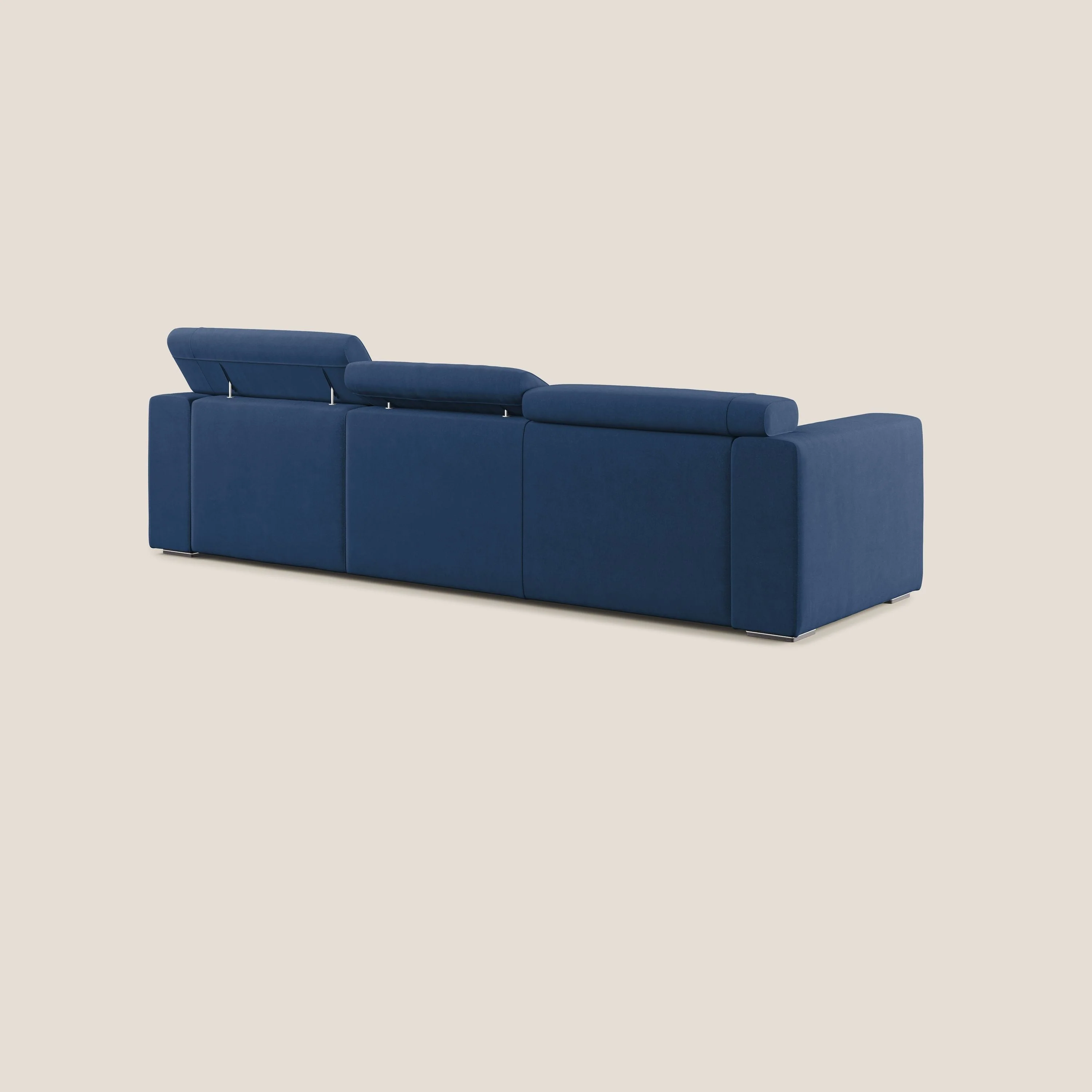 Vegas canapé d'angle avec têtières inclinables en microfibre imperméable T11 bleu - Image 4