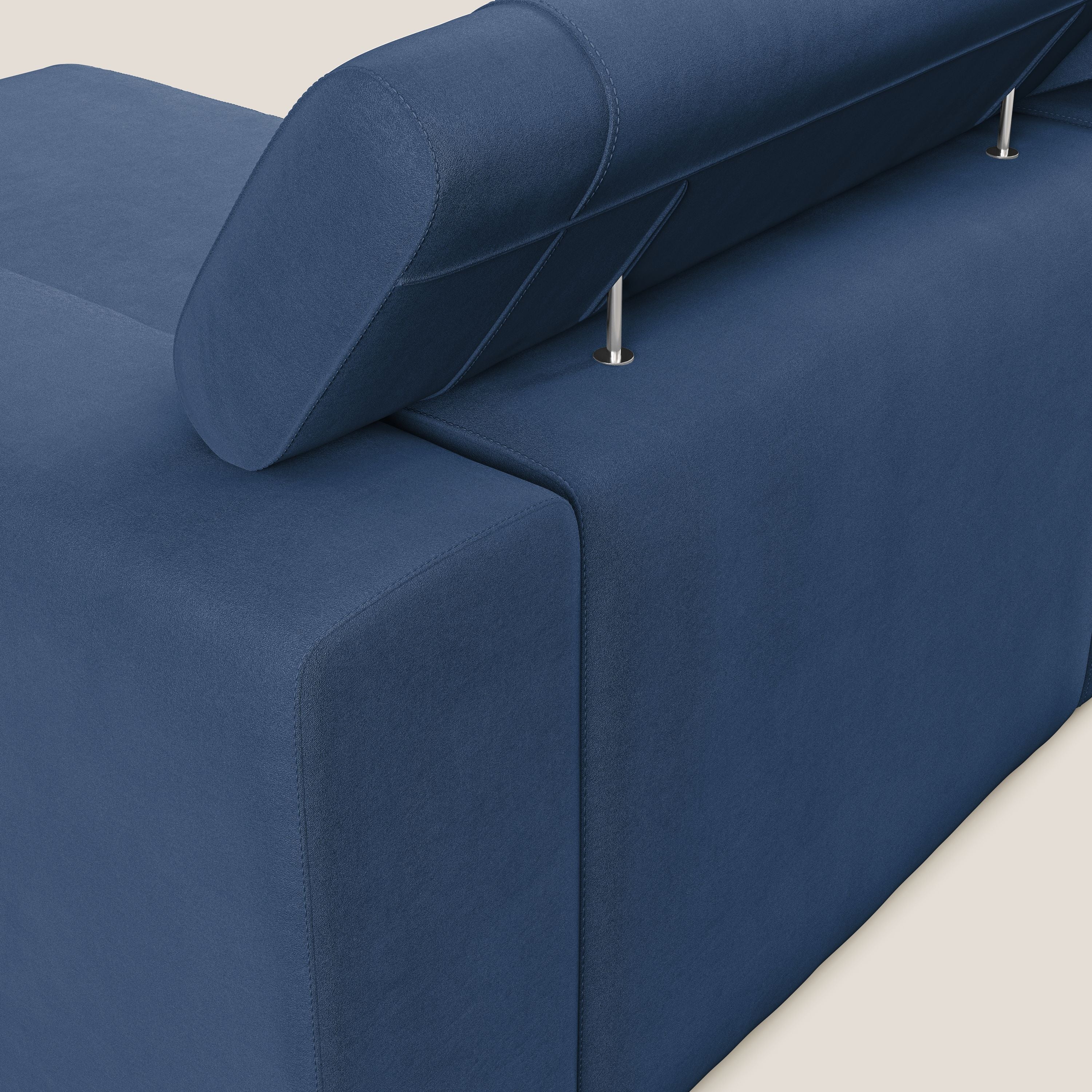 Vegas canapé d'angle avec têtières inclinables en microfibre imperméable T11 bleu - Image 6