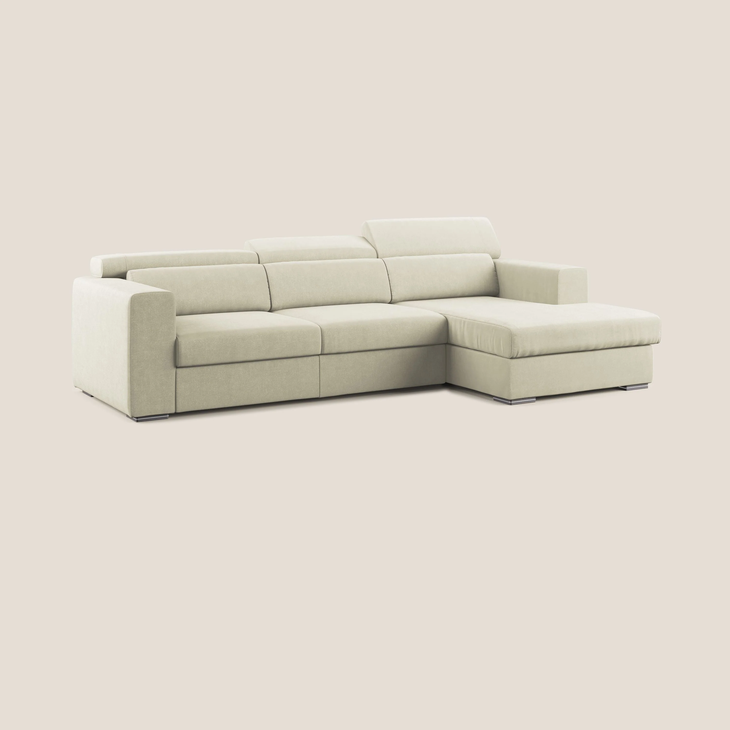 Vegas canapé d'angle avec têtières inclinables en microfibre imperméable T11 crème - Image 2