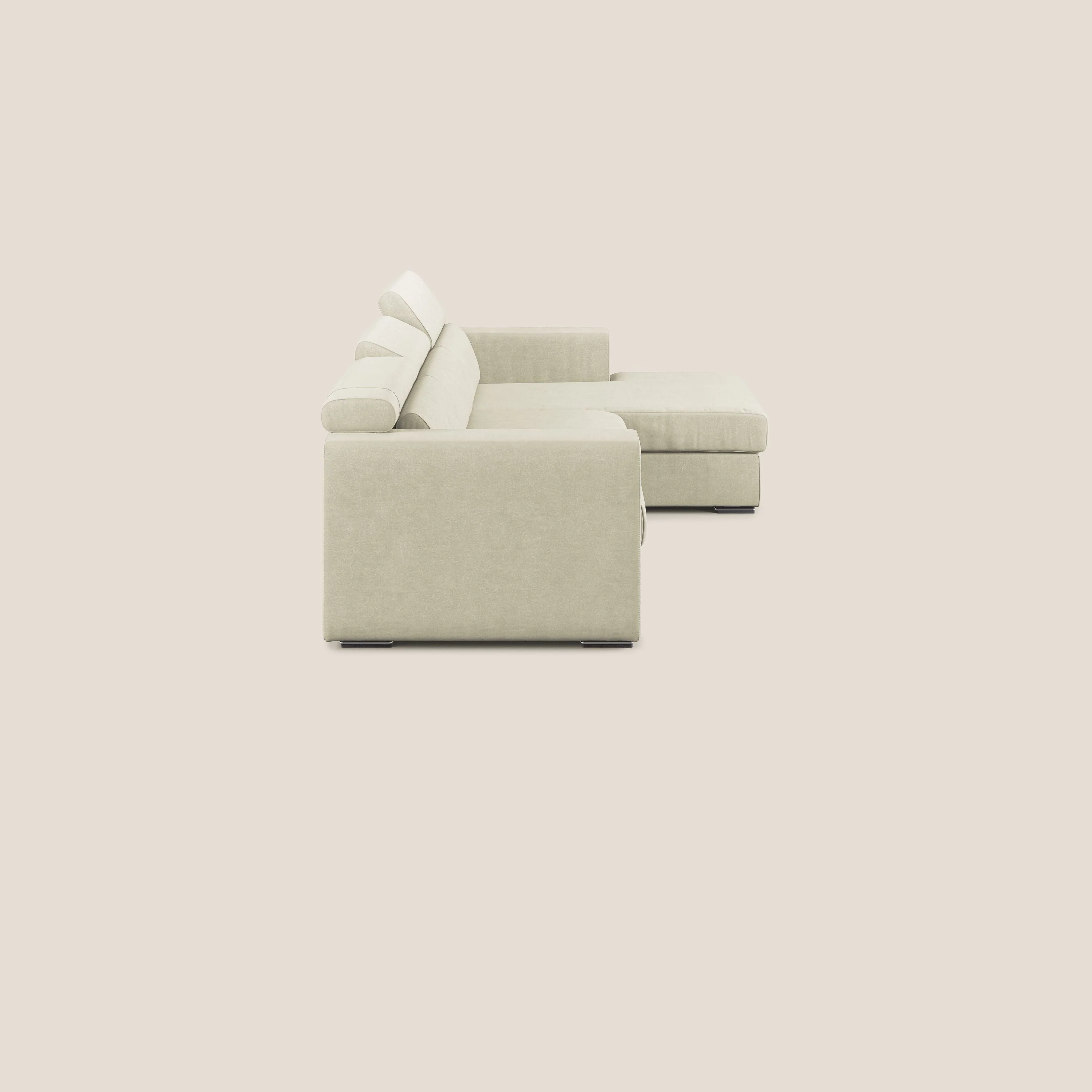 Vegas canapé d'angle avec têtières inclinables en microfibre imperméable T11 crème - Image 3