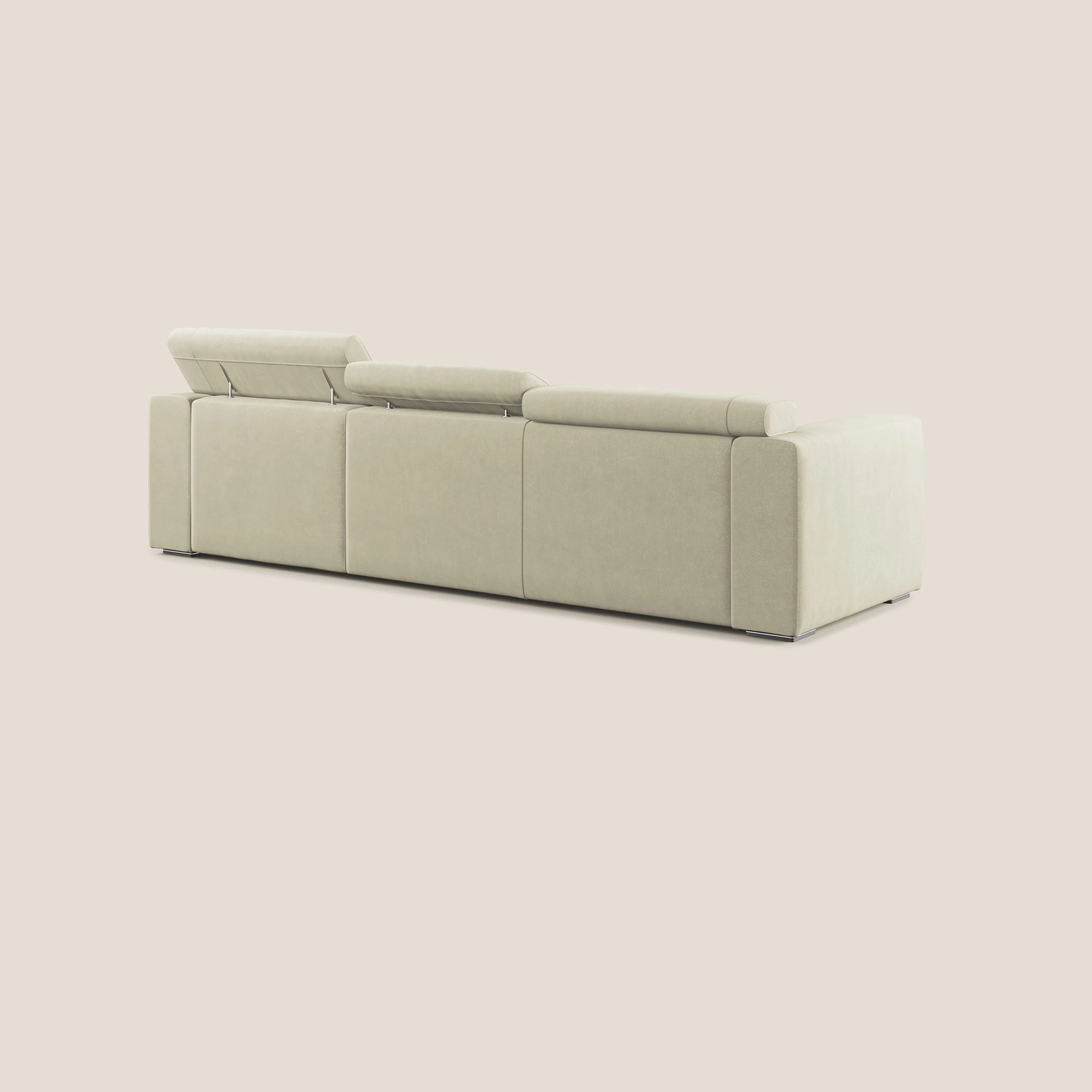 Vegas canapé d'angle avec têtières inclinables en microfibre imperméable T11 crème - Image 4