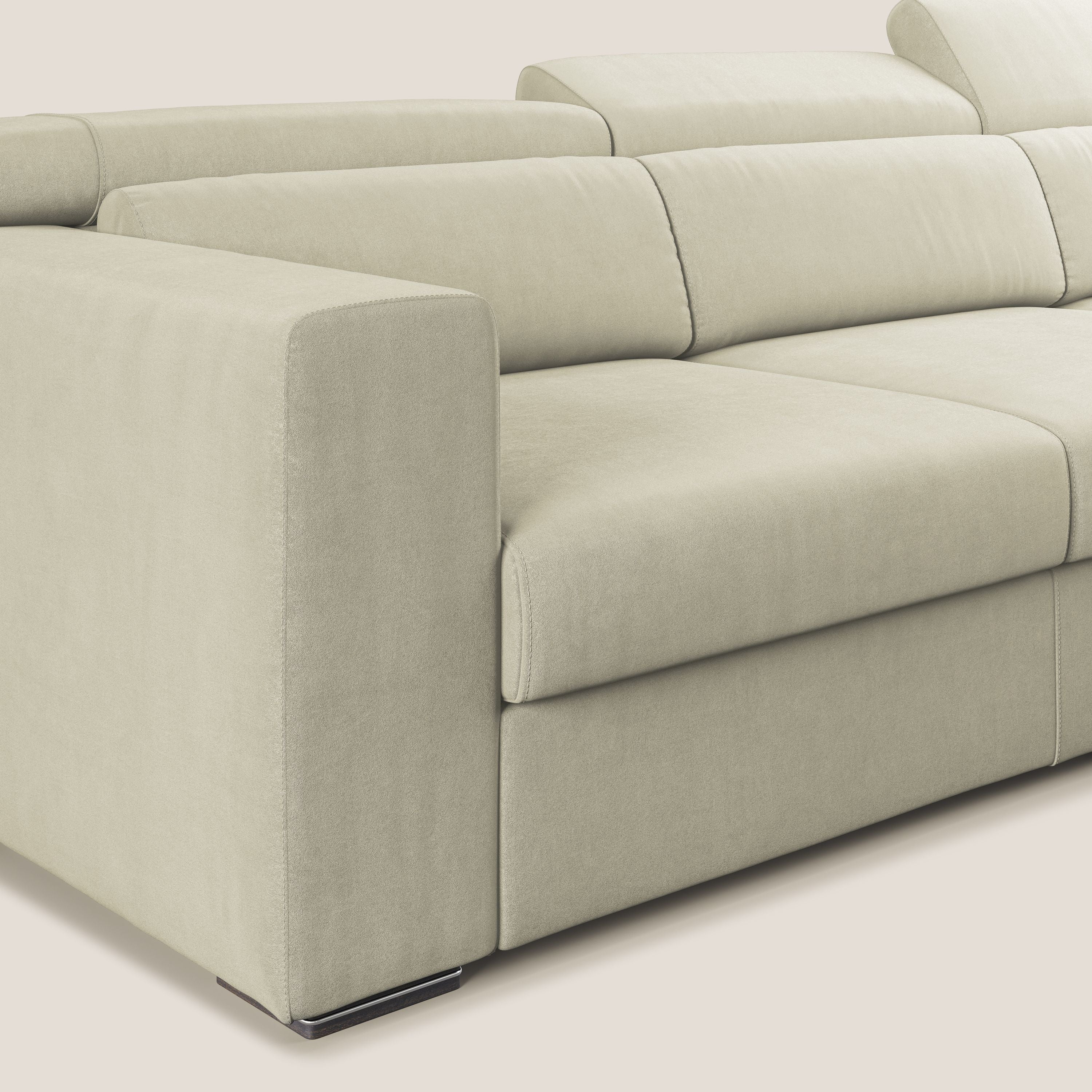 Vegas canapé d'angle avec têtières inclinables en microfibre imperméable T11 crème - Image 5