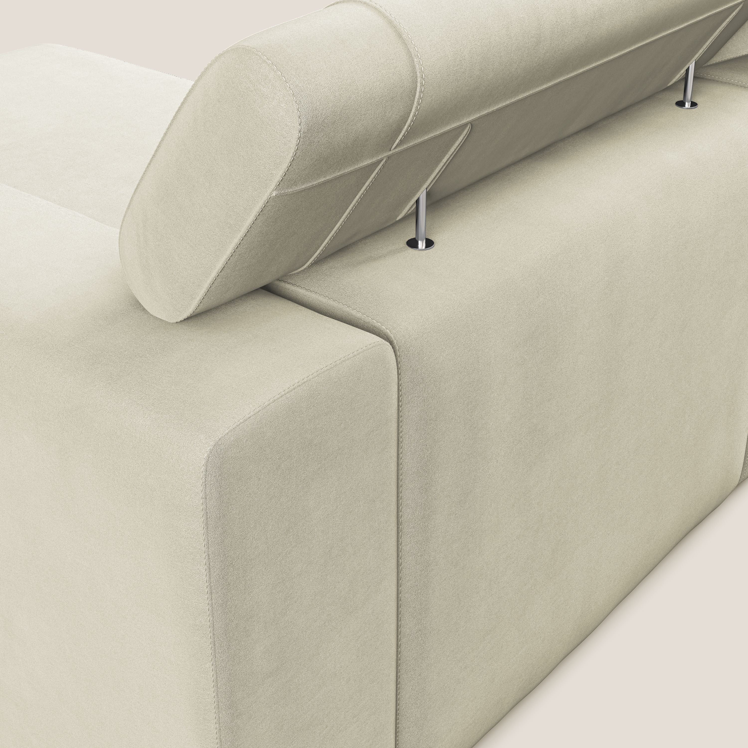 Vegas canapé d'angle avec têtières inclinables en microfibre imperméable T11 crème - Image 6