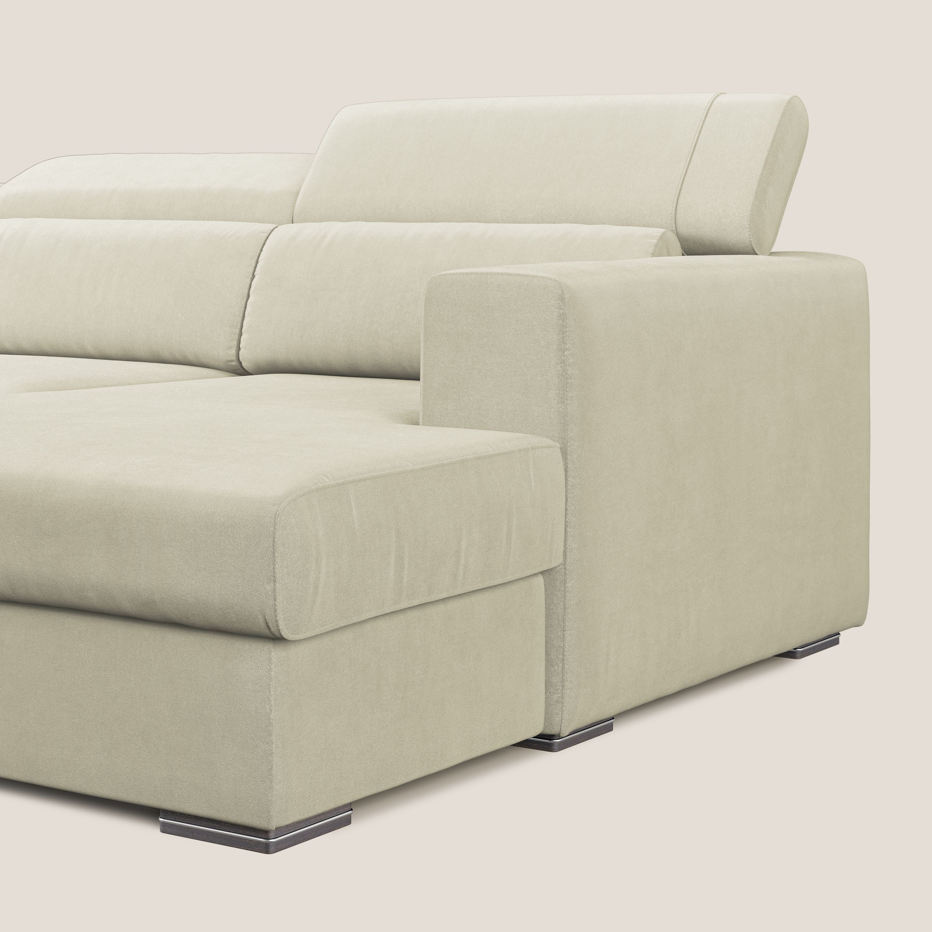 Vegas canapé d'angle avec têtières inclinables en microfibre imperméable T11 crème - Image 7