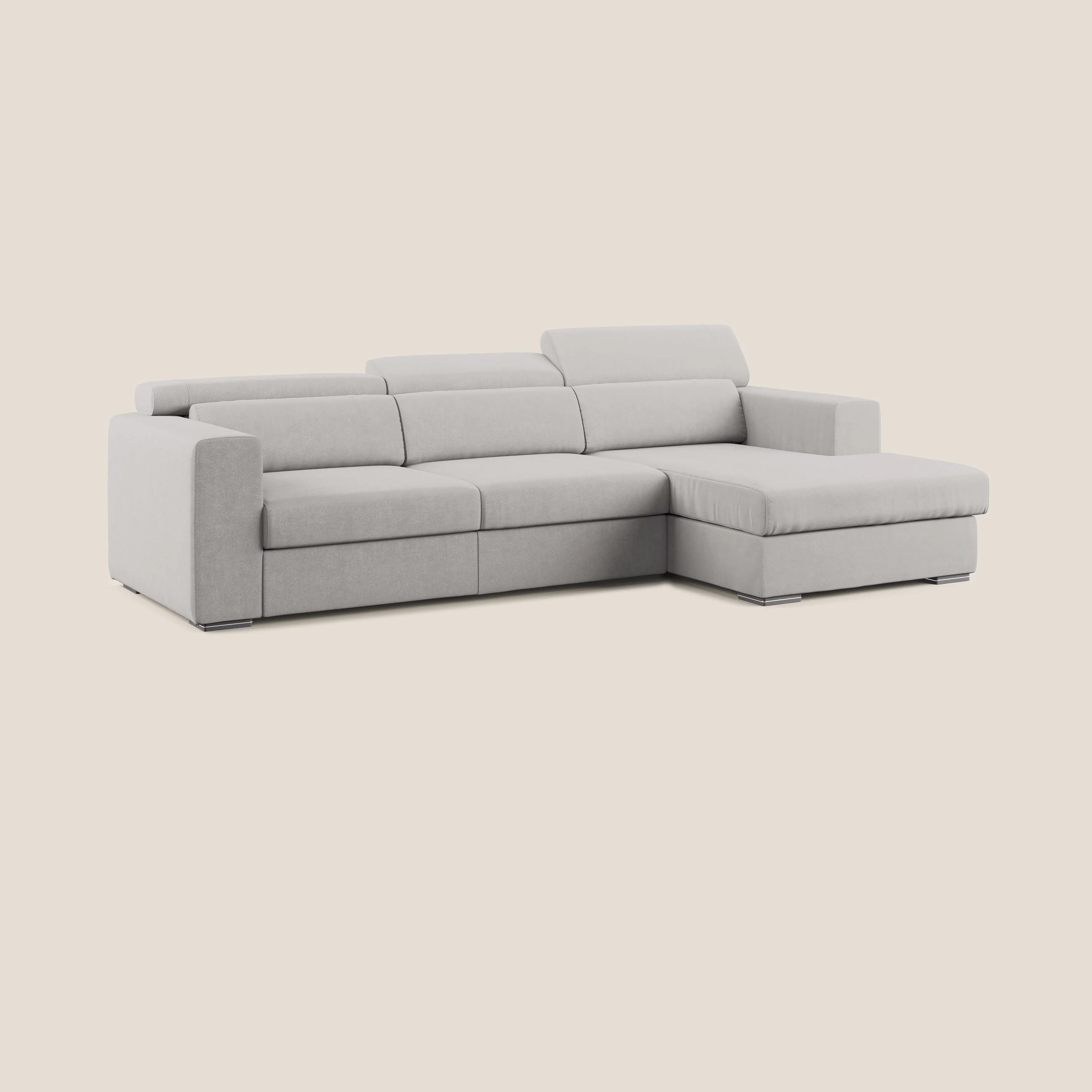 Vegas canapé d'angle avec têtières inclinables en microfibre imperméable T11 gris clair - Image 2