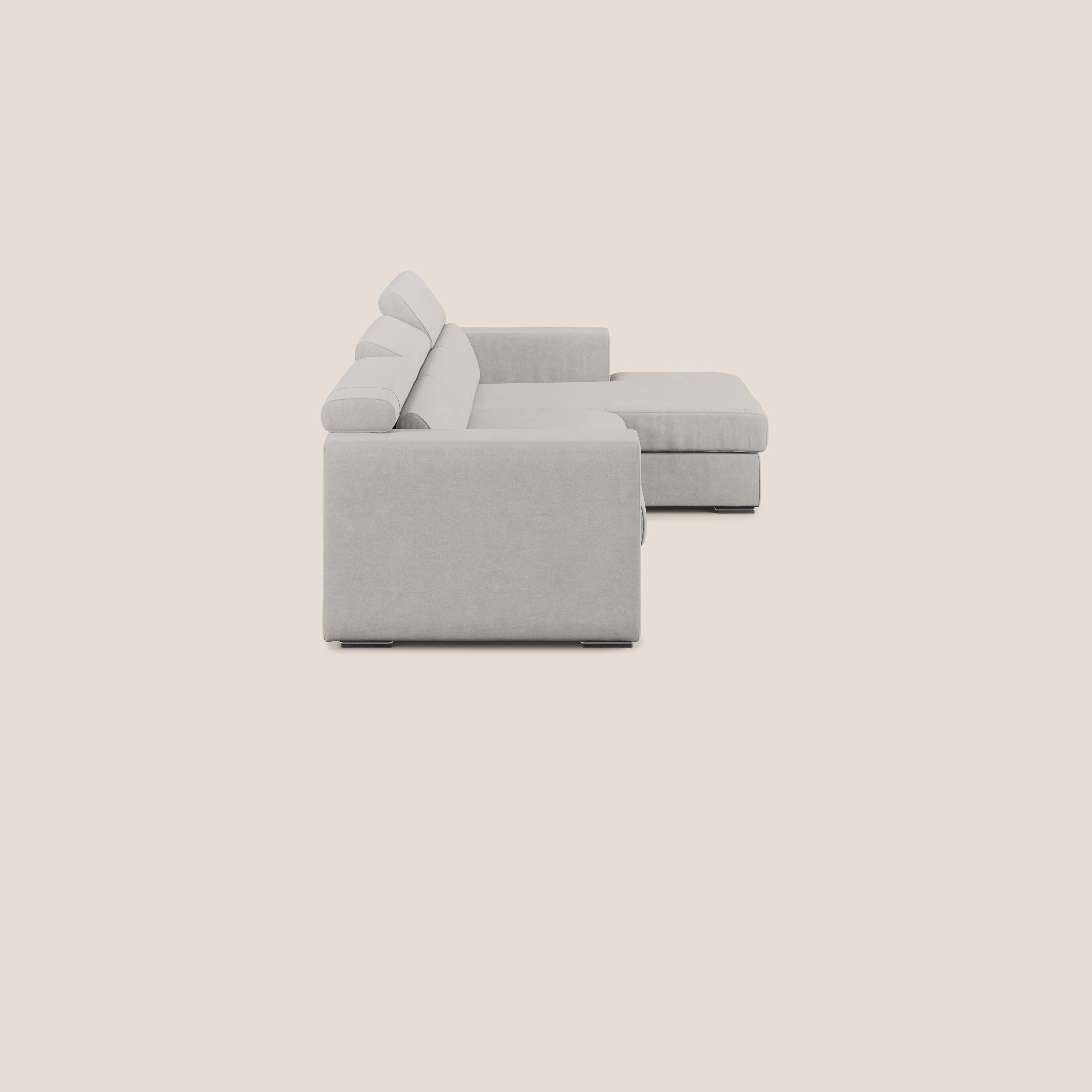 Vegas canapé d'angle avec têtières inclinables en microfibre imperméable T11 gris clair - Image 3