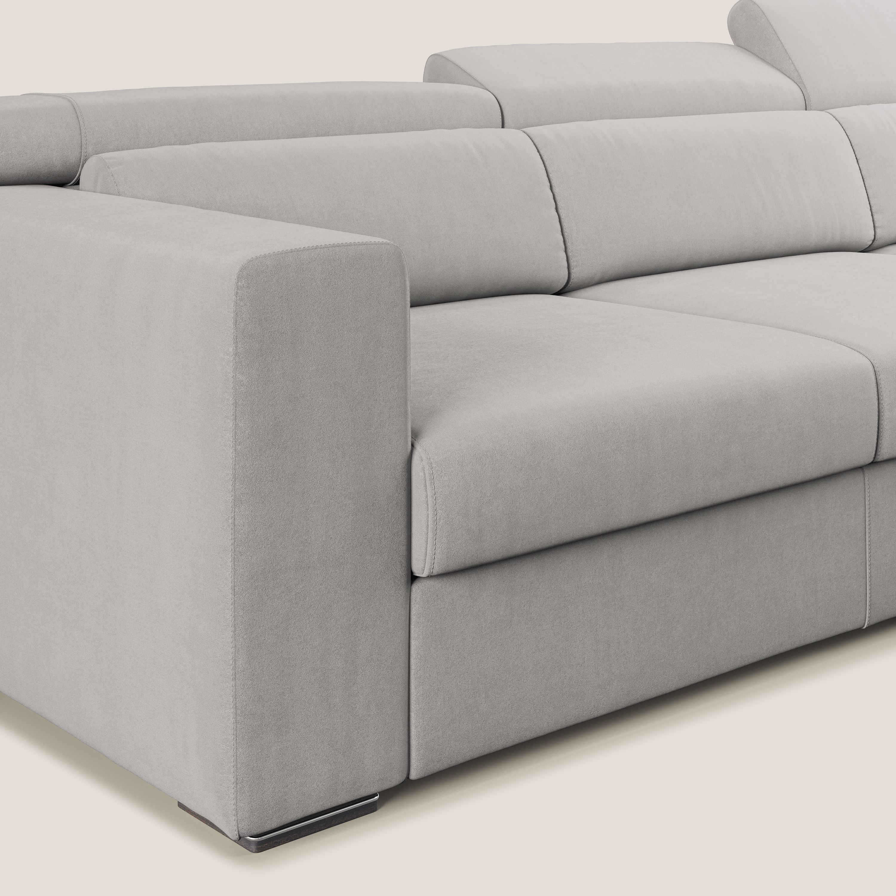 Vegas canapé d'angle avec têtières inclinables en microfibre imperméable T11 gris clair - Image 5
