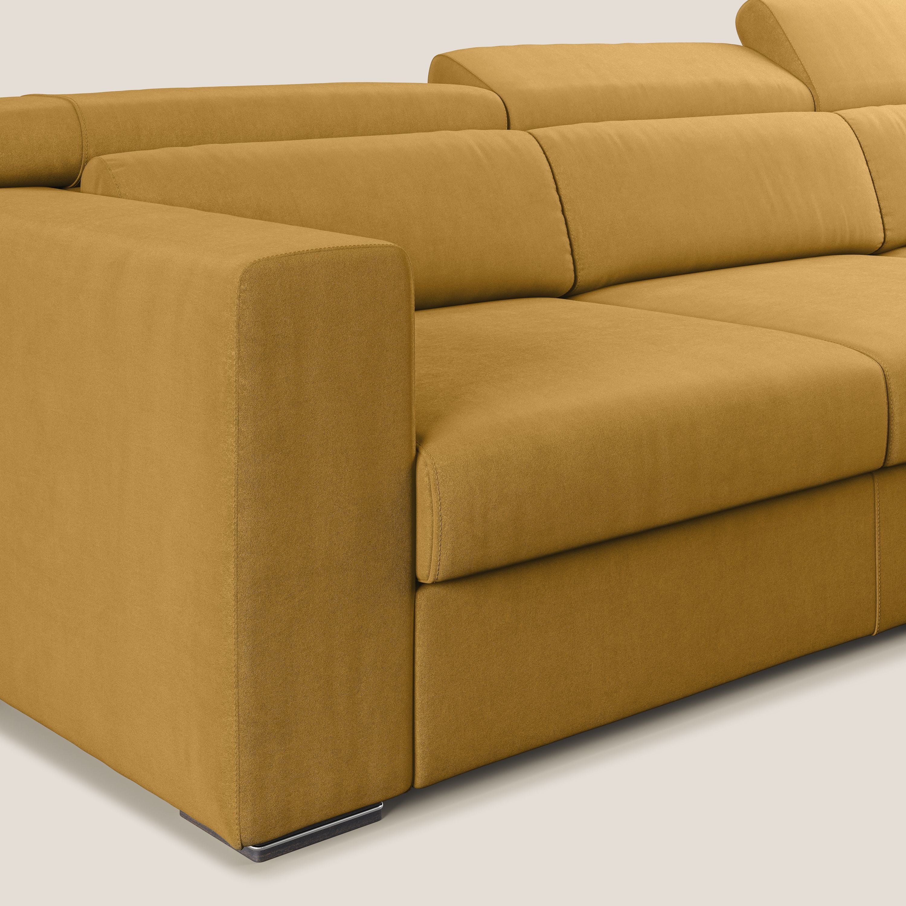 Vegas canapé d'angle avec têtières inclinables en microfibre imperméable T11 jaune - Image 5