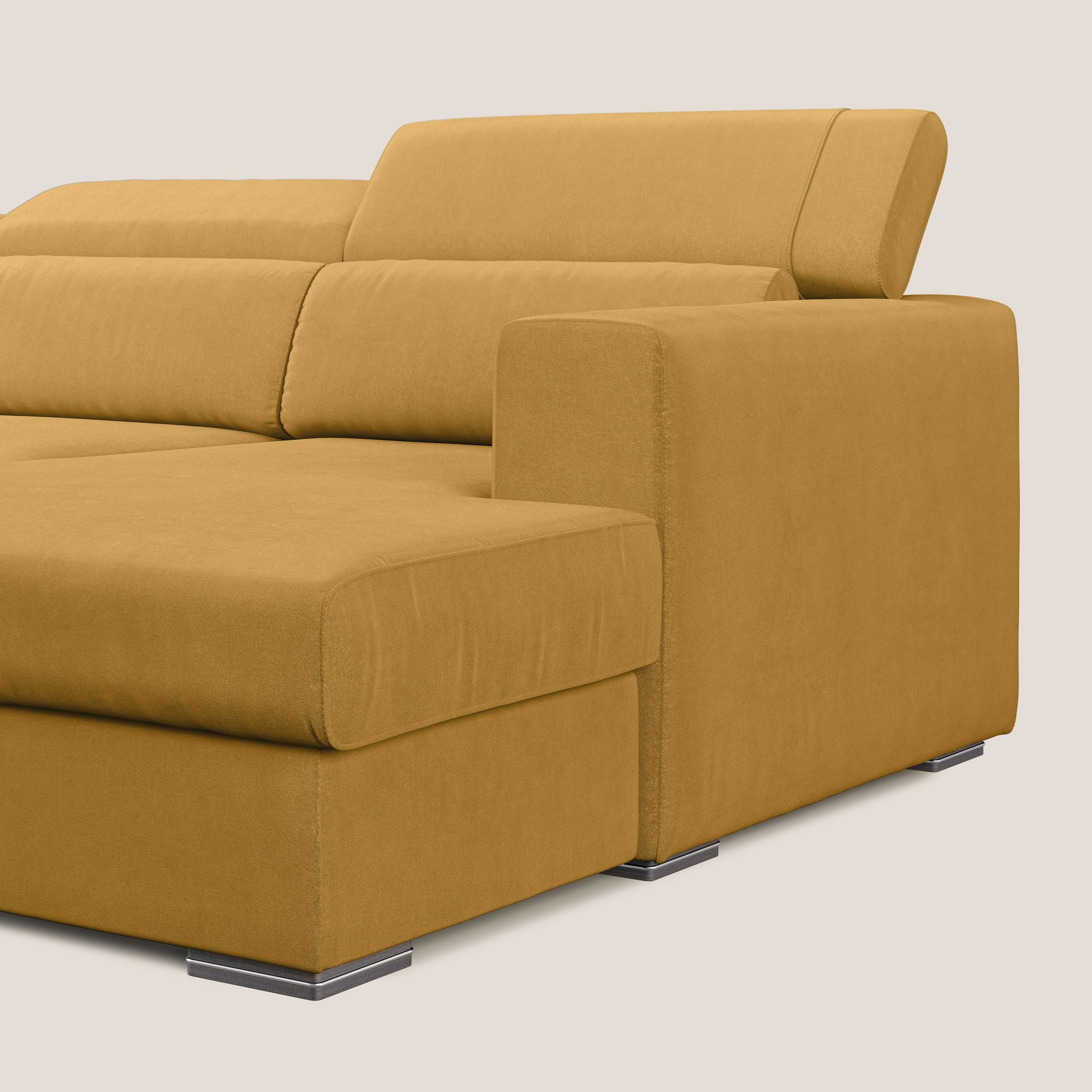 Vegas canapé d'angle avec têtières inclinables en microfibre imperméable T11 jaune - Image 7
