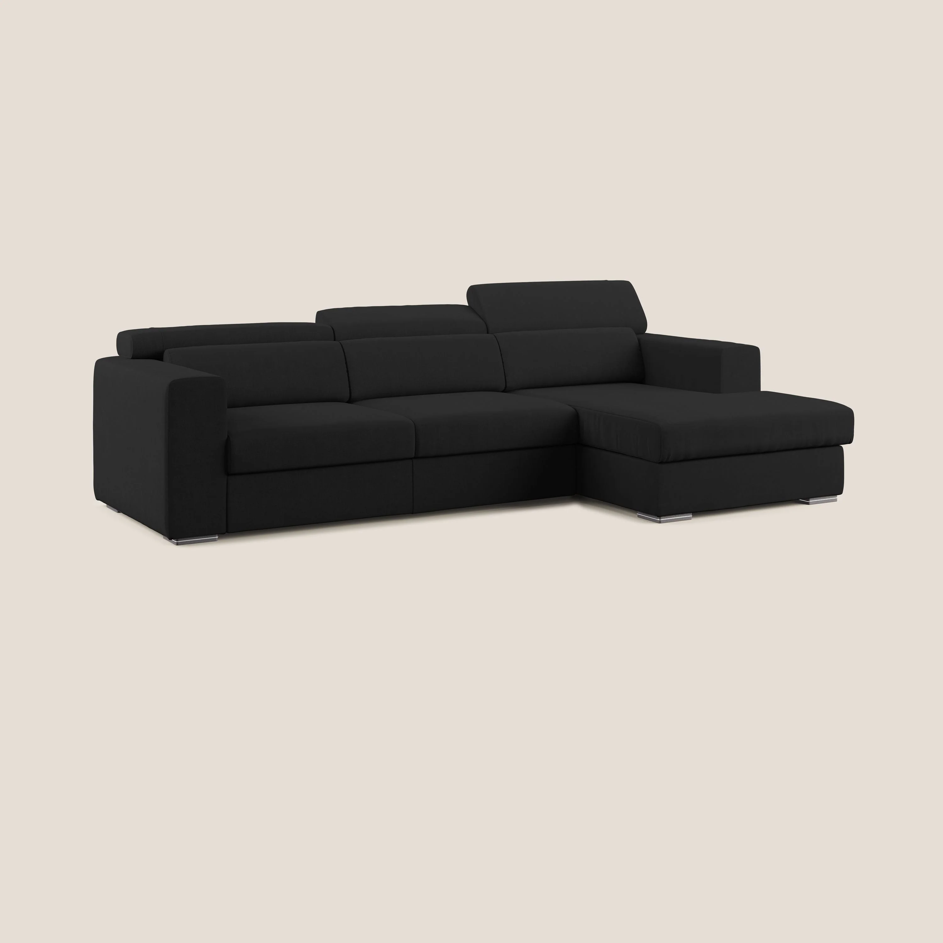Vegas canapé d'angle avec têtières inclinables en microfibre imperméable T11 noir - Image 2