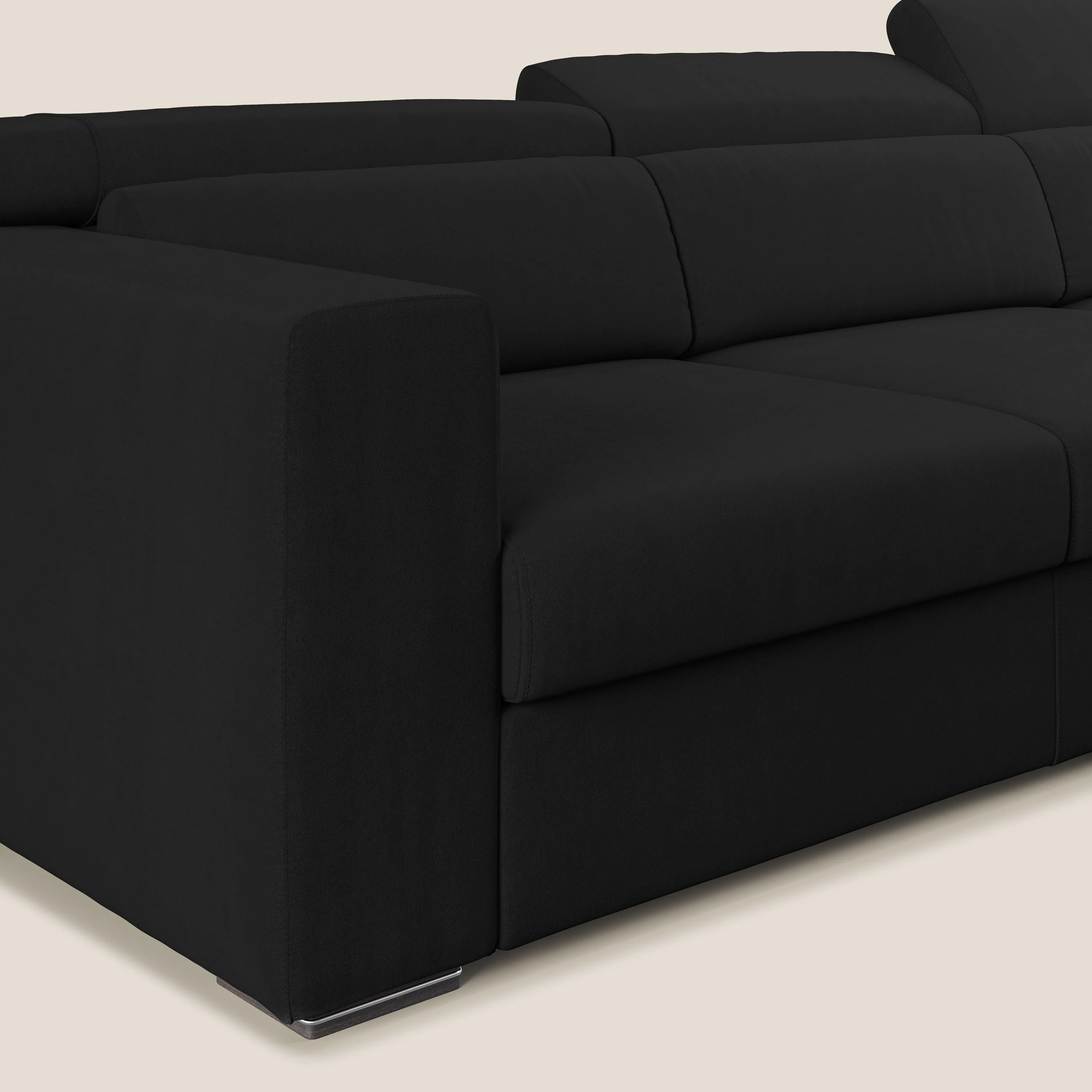 Vegas canapé d'angle avec têtières inclinables en microfibre imperméable T11 noir - Image 5