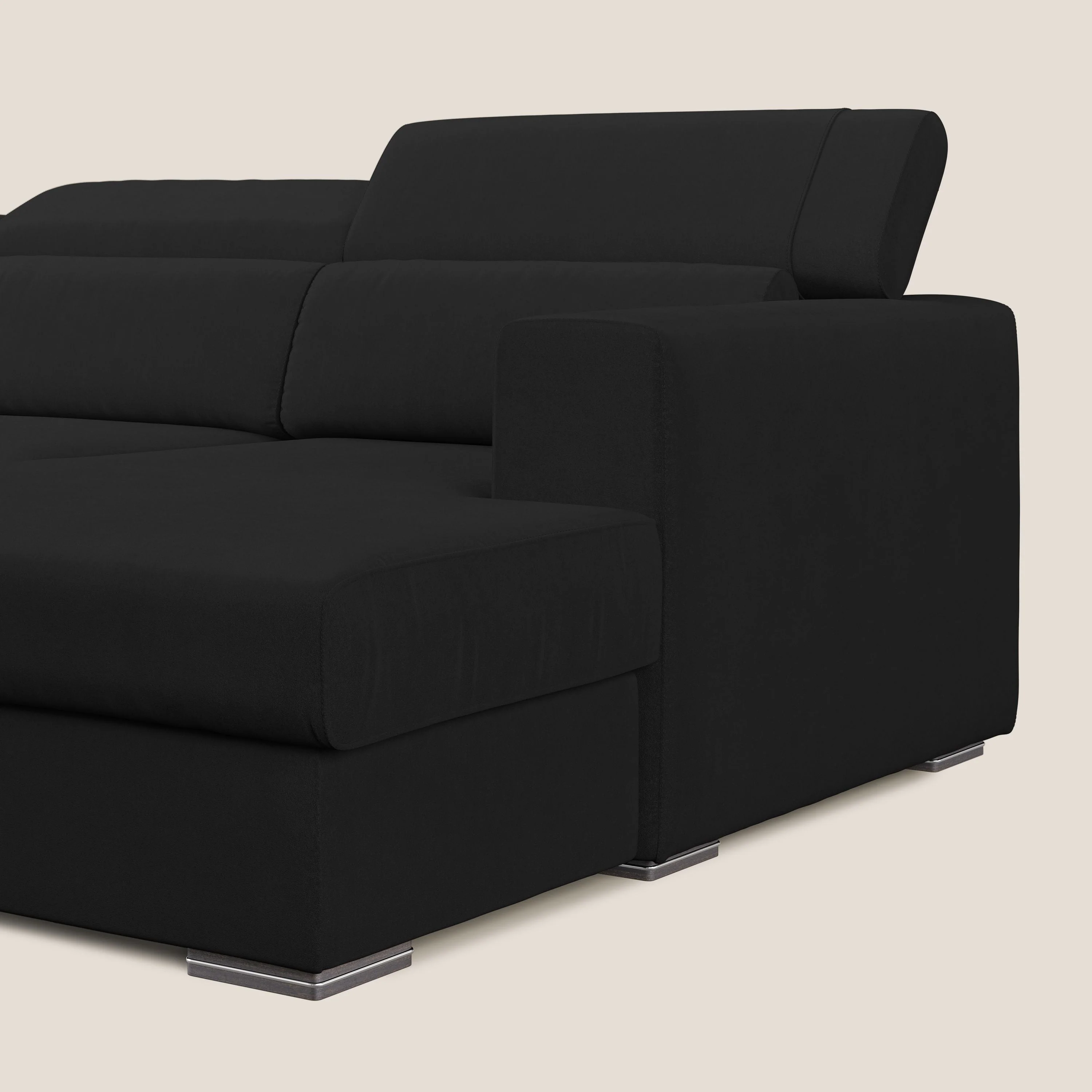 Vegas canapé d'angle avec têtières inclinables en microfibre imperméable T11 noir - Image 7