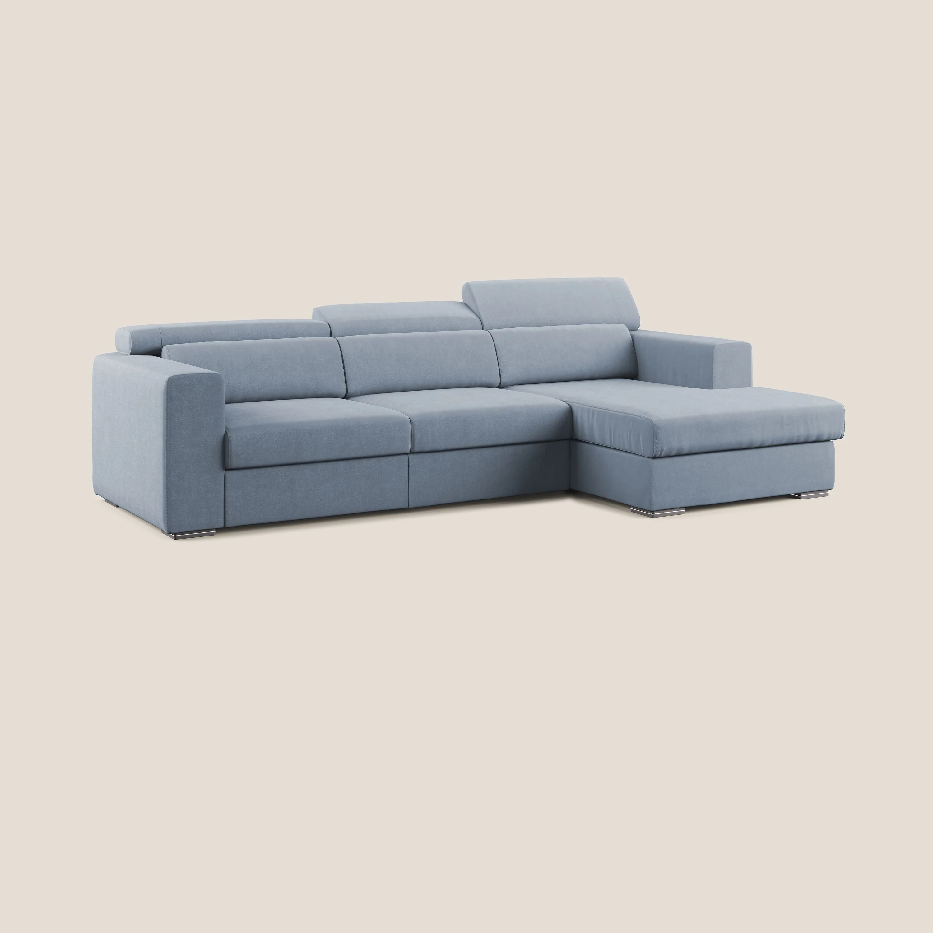 Vegas canapé d'angle avec têtières inclinables en microfibre imperméable T11 bleu pastel - Image 2