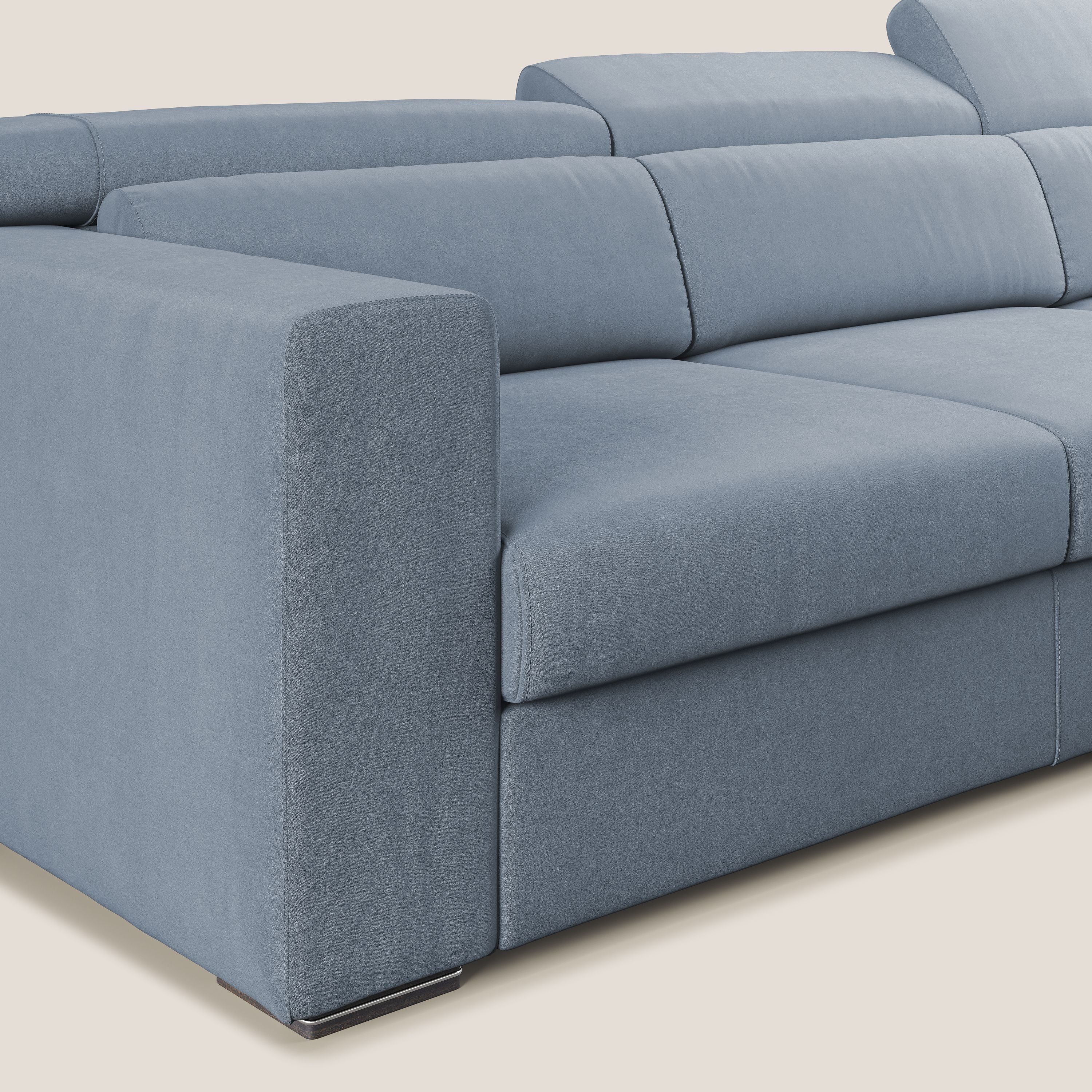 Vegas canapé d'angle avec têtières inclinables en microfibre imperméable T11 bleu pastel - Image 5