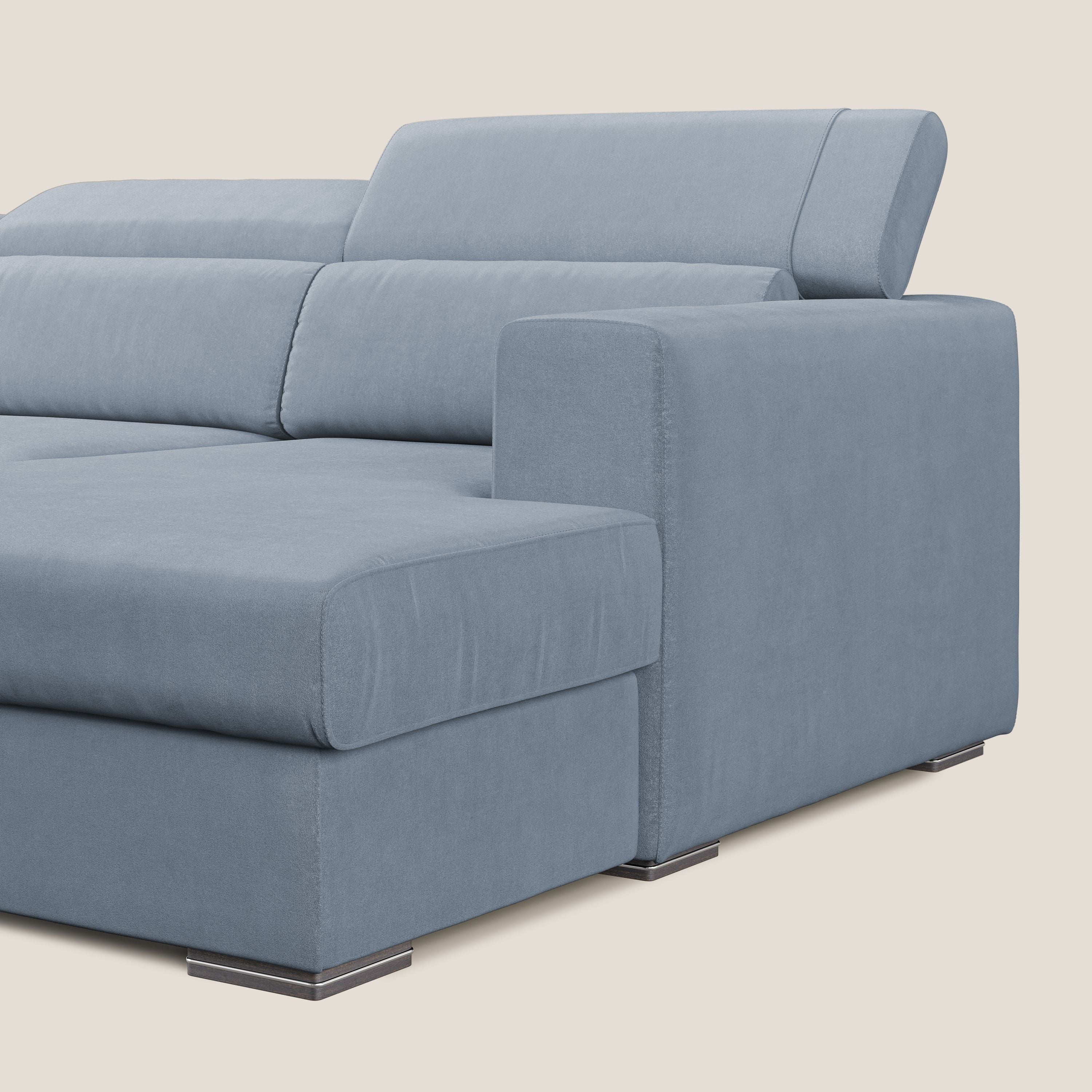 Vegas canapé d'angle avec têtières inclinables en microfibre imperméable T11 bleu pastel - Image 7