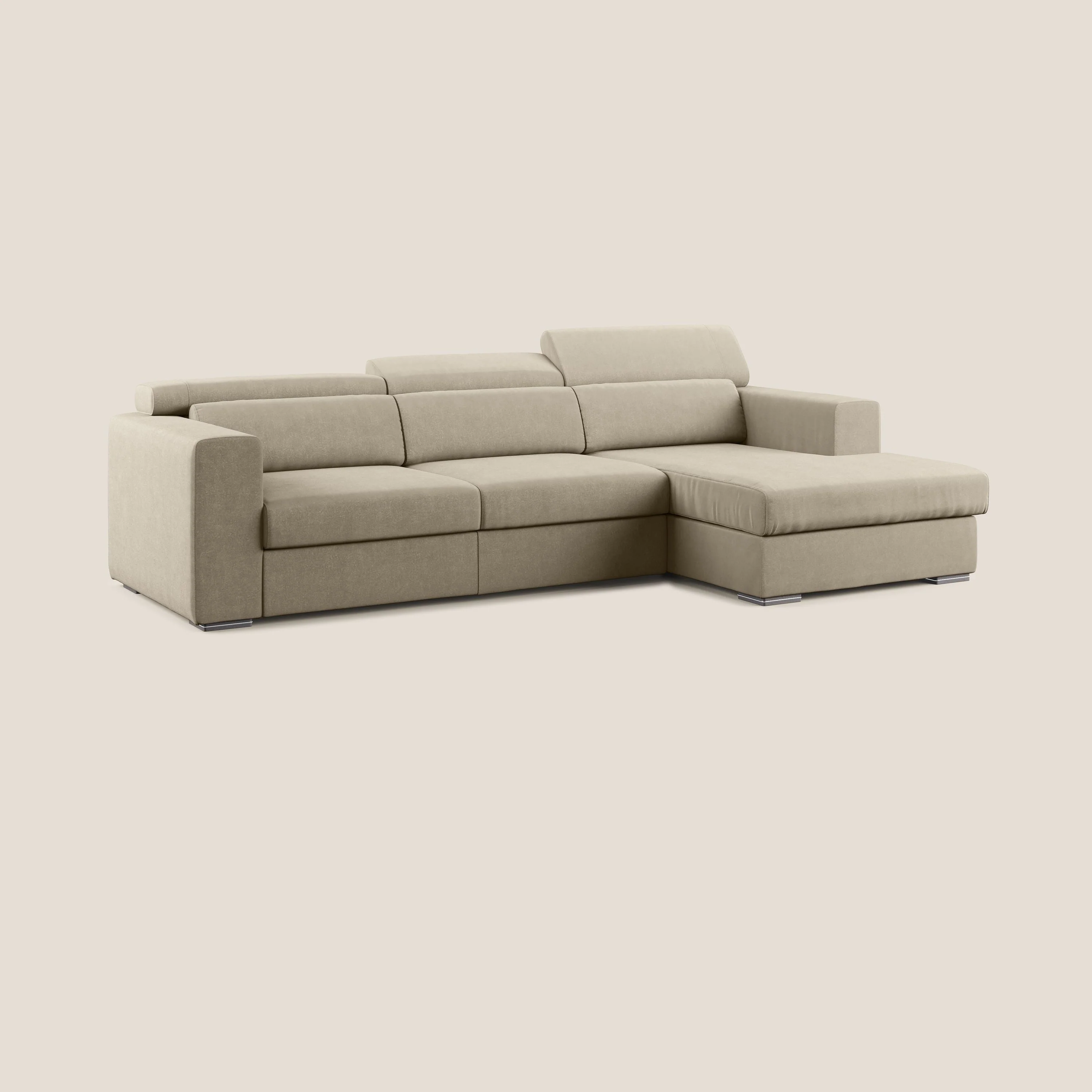 Vegas canapé d'angle avec têtières inclinables en microfibre imperméable T11 Taupe tortora - Image 2