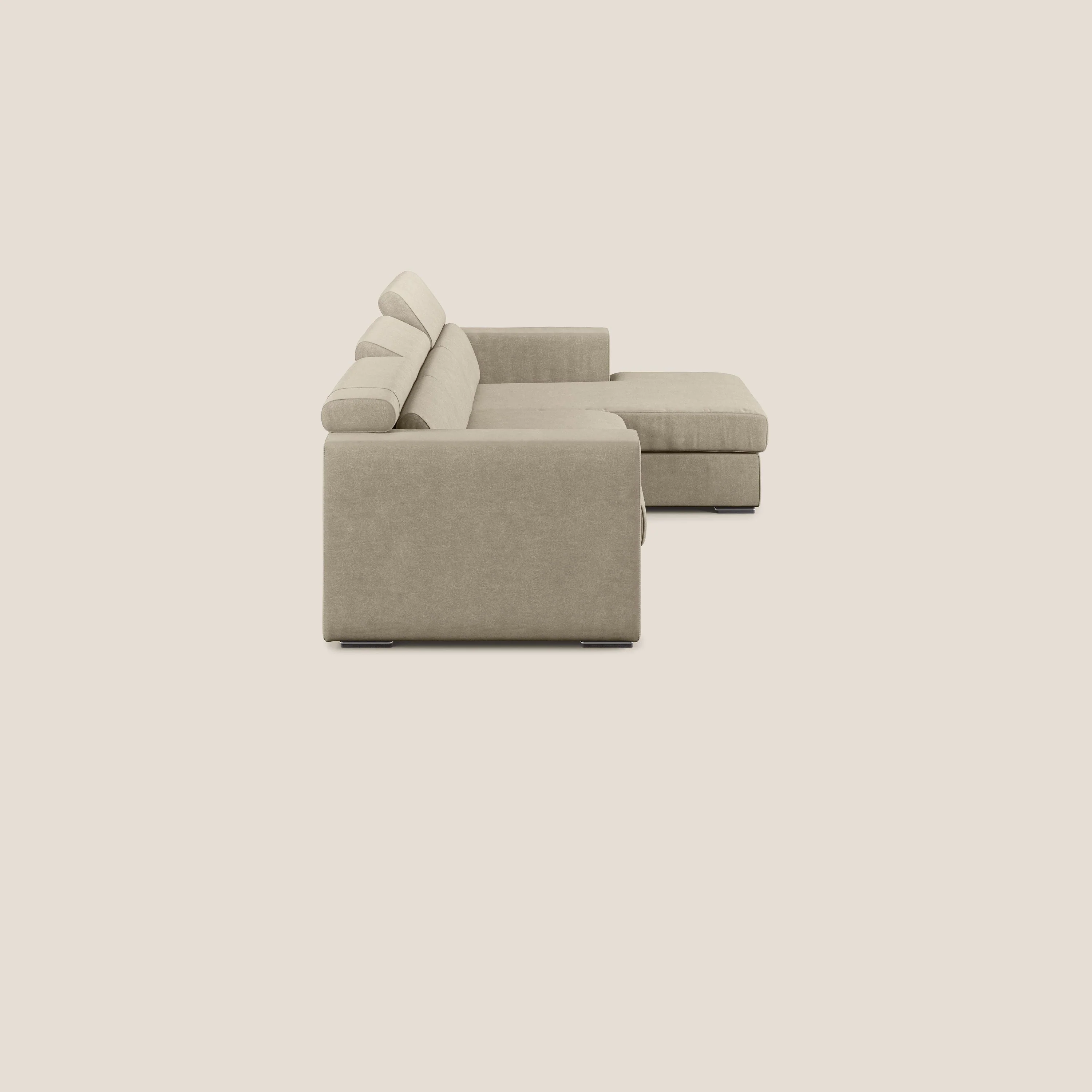 Vegas canapé d'angle avec têtières inclinables en microfibre imperméable T11 Taupe tortora - Image 3
