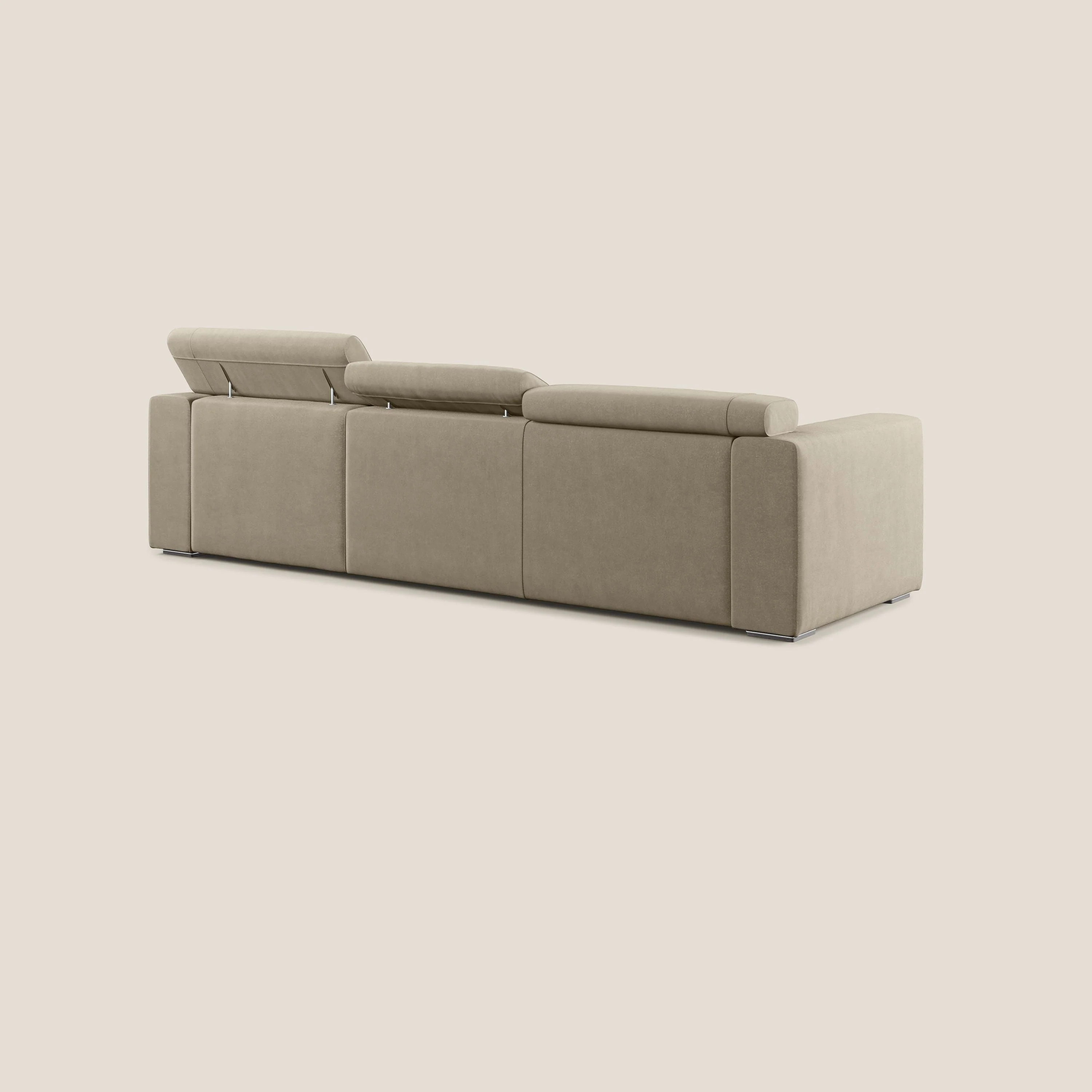 Vegas canapé d'angle avec têtières inclinables en microfibre imperméable T11 Taupe tortora - Image 4