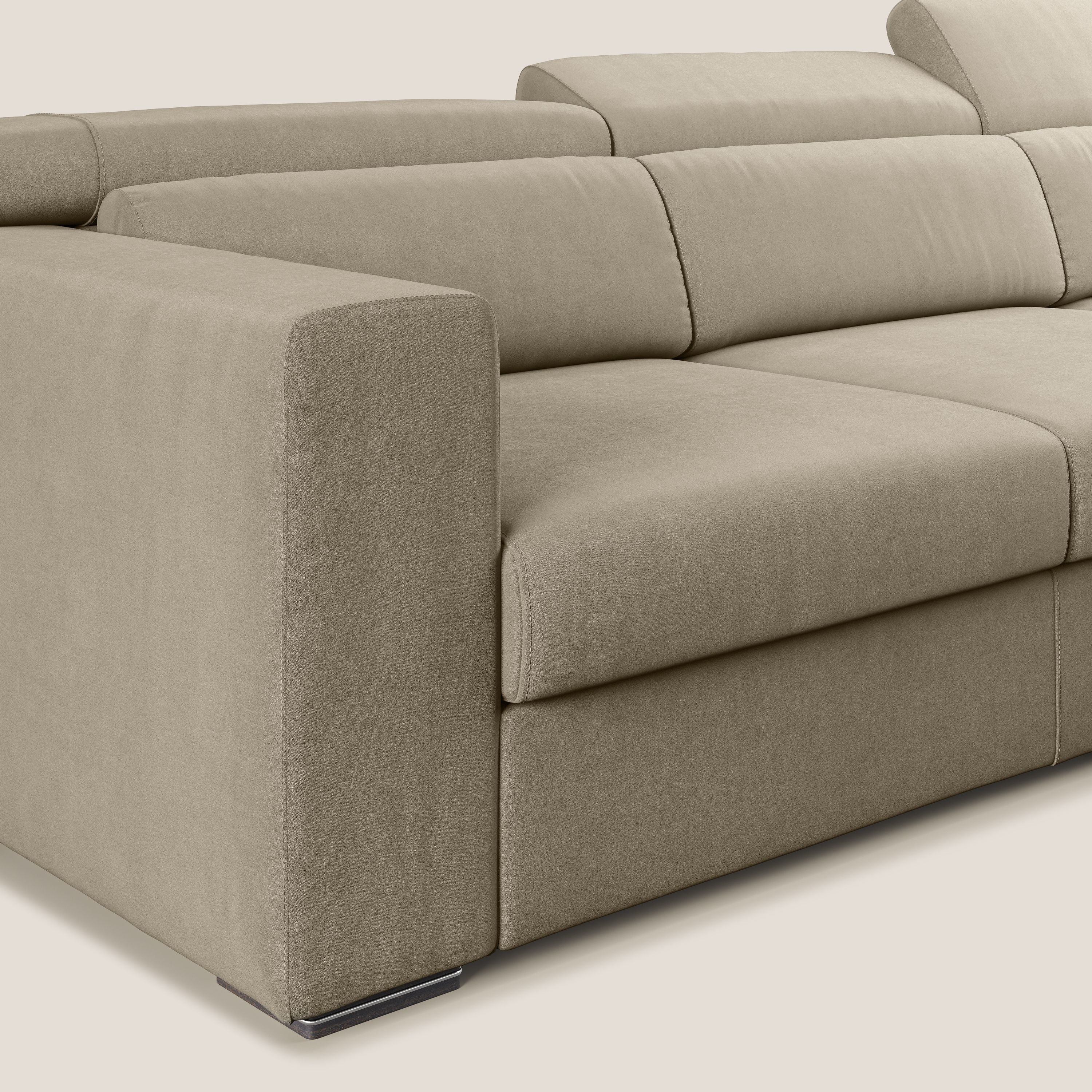 Vegas canapé d'angle avec têtières inclinables en microfibre imperméable T11 Taupe tortora - Image 5