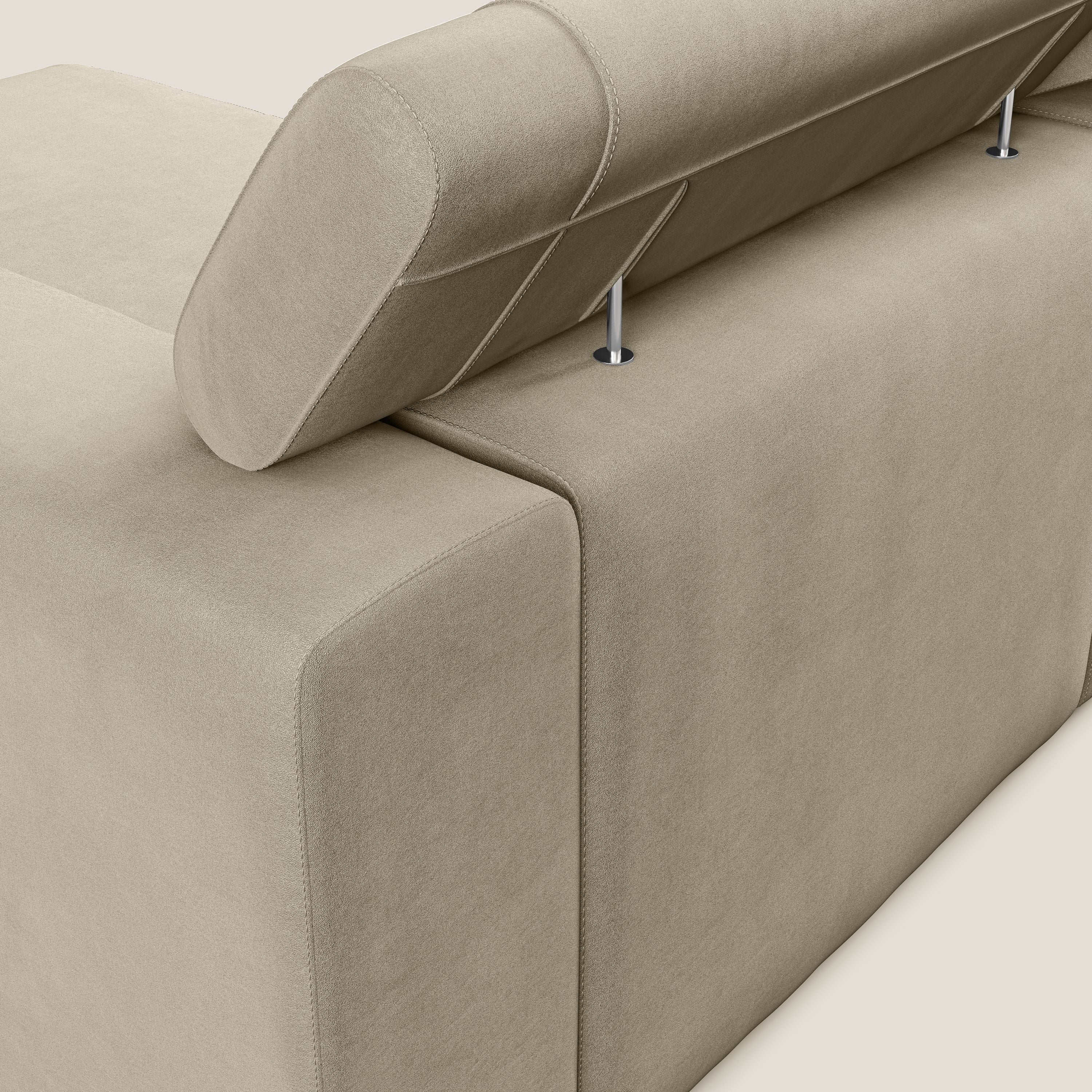 Vegas canapé d'angle avec têtières inclinables en microfibre imperméable T11 Taupe tortora - Image 6