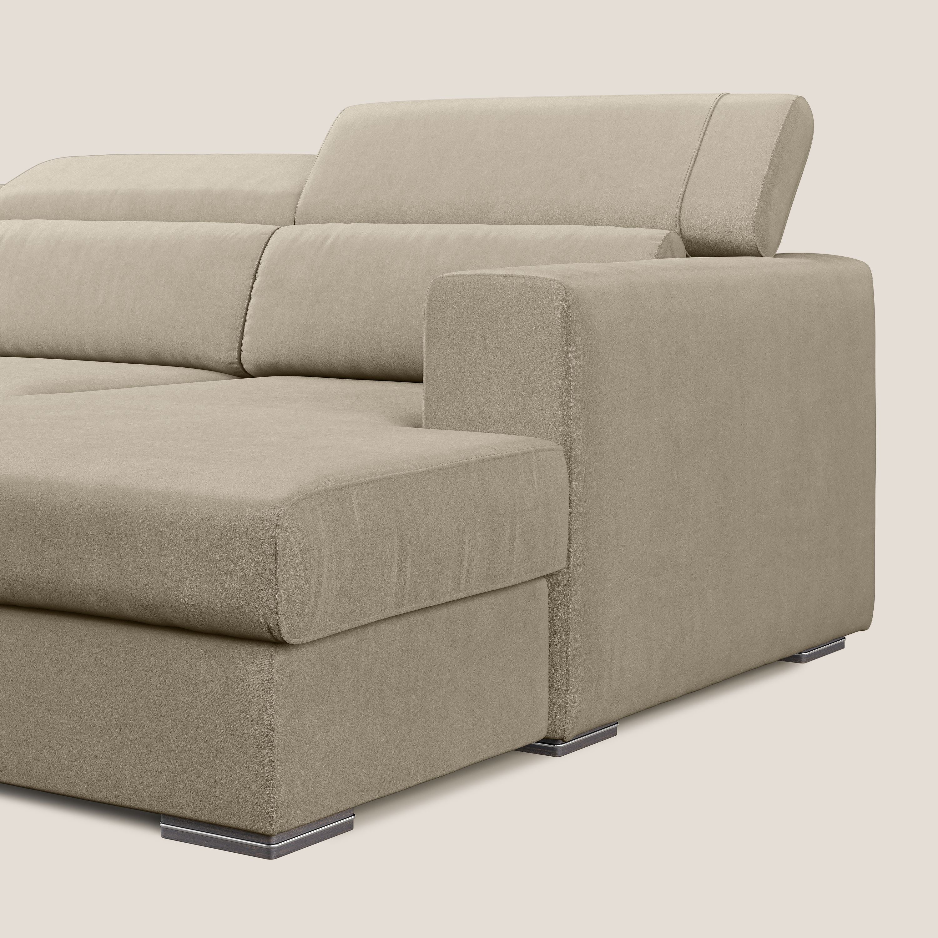Vegas canapé d'angle avec têtières inclinables en microfibre imperméable T11 Taupe tortora - Image 7