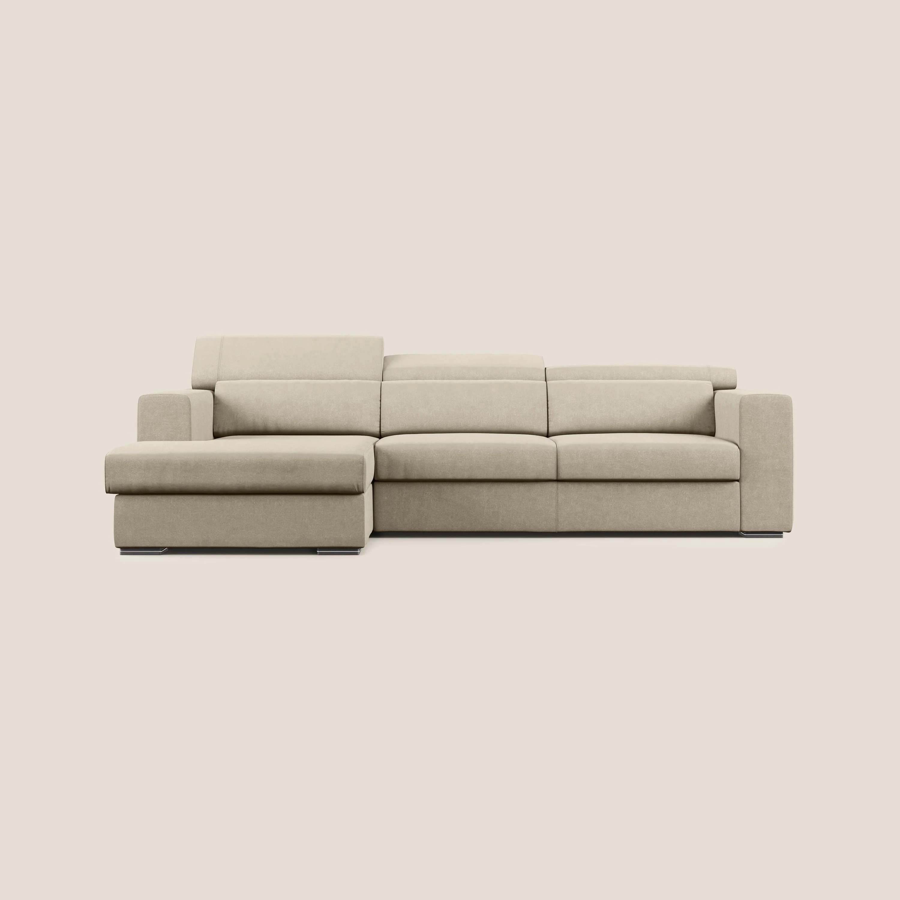 Vegas canapé d'angle avec têtières inclinables en microfibre imperméable T11 Taupe tortora - Image 8