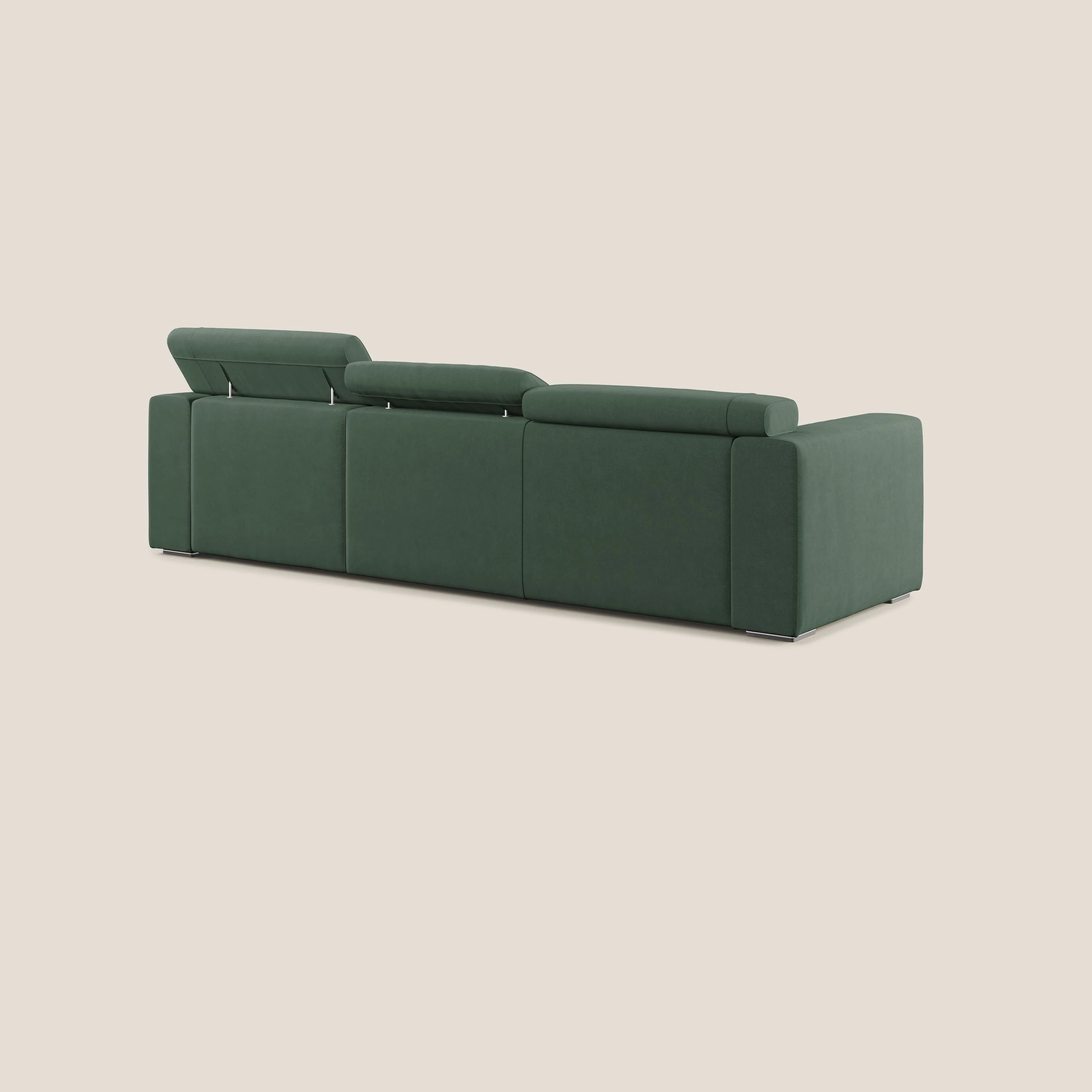 Vegas canapé d'angle avec têtières inclinables en microfibre imperméable T11 vert - Image 4