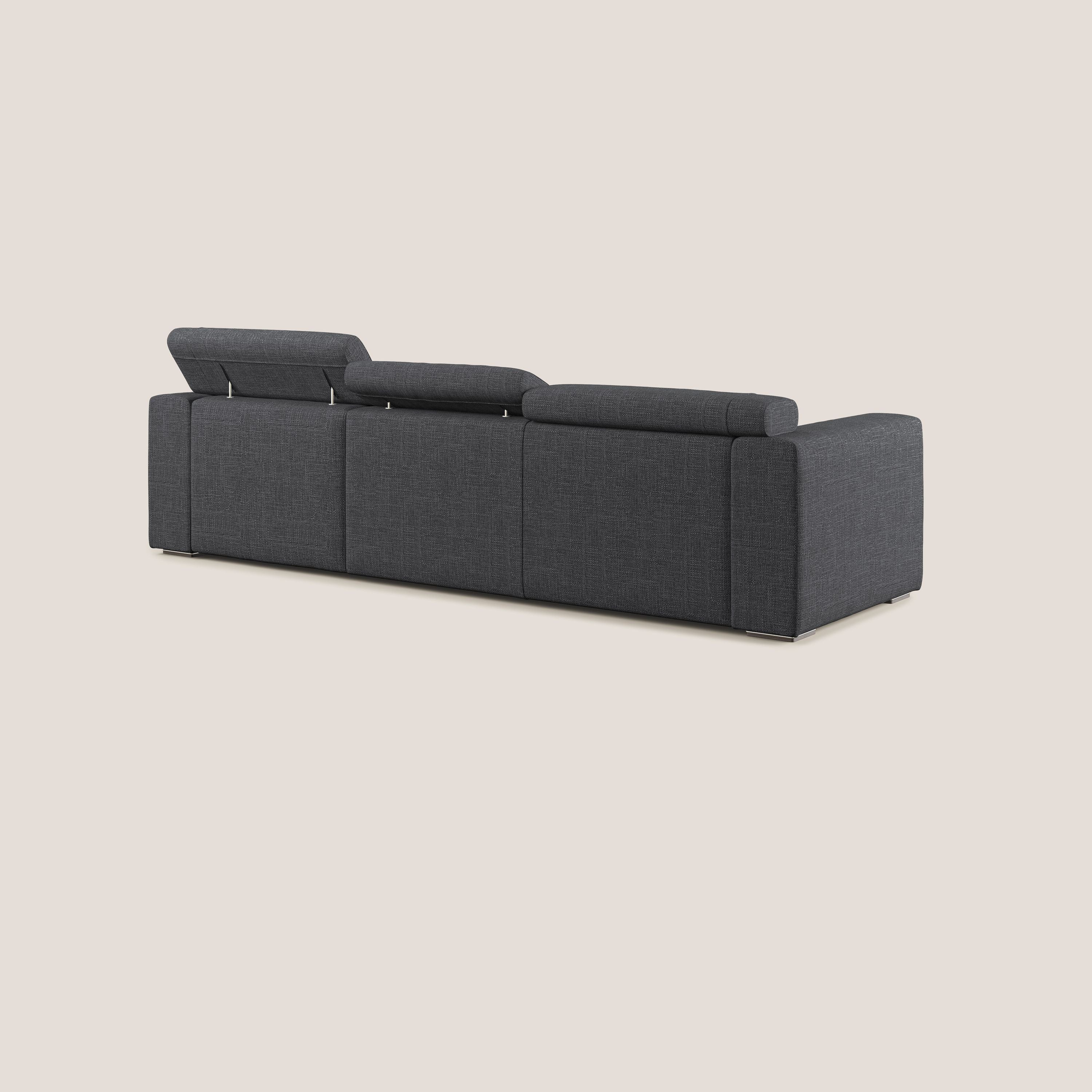 Vegas canapé d'angle avec têtières inclinables  en tissu doux imperméable T06 anthracite - Image 5