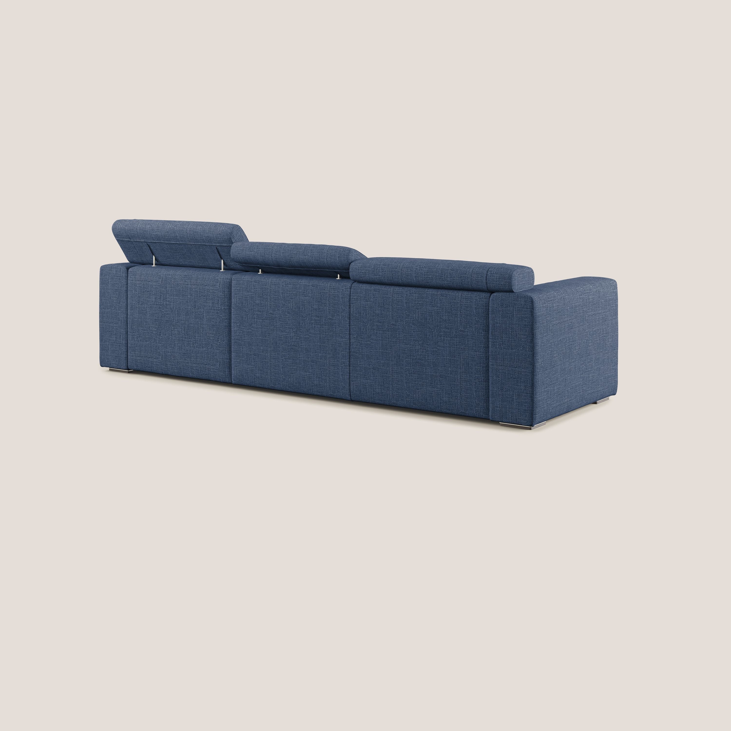 Vegas canapé d'angle avec têtières inclinables  en tissu doux imperméable T06 bleu - Image 4
