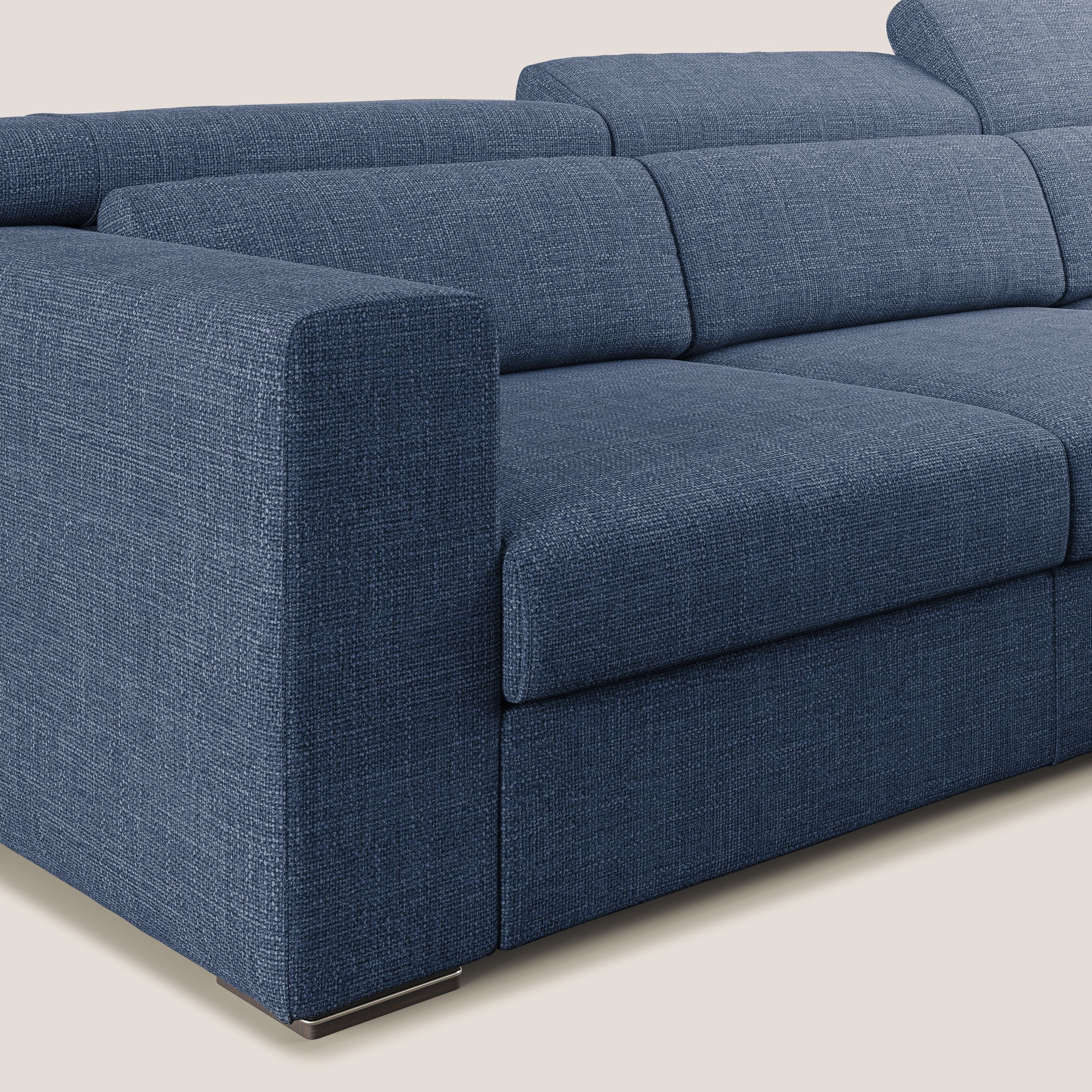 Vegas canapé d'angle avec têtières inclinables  en tissu doux imperméable T06 bleu - Image 5