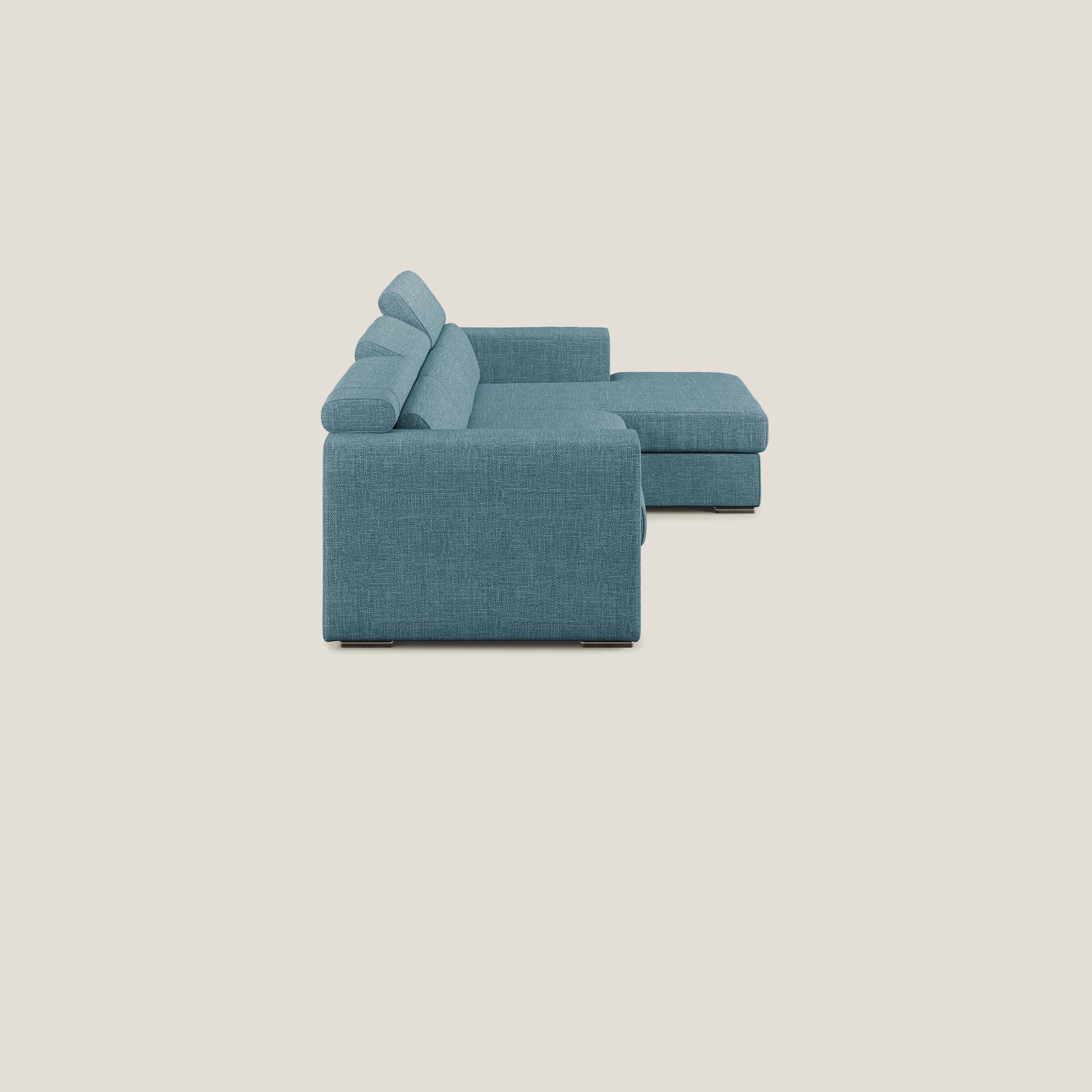 Vegas canapé d'angle avec têtières inclinables  en tissu doux imperméable T06 bleu ciel - Image 3