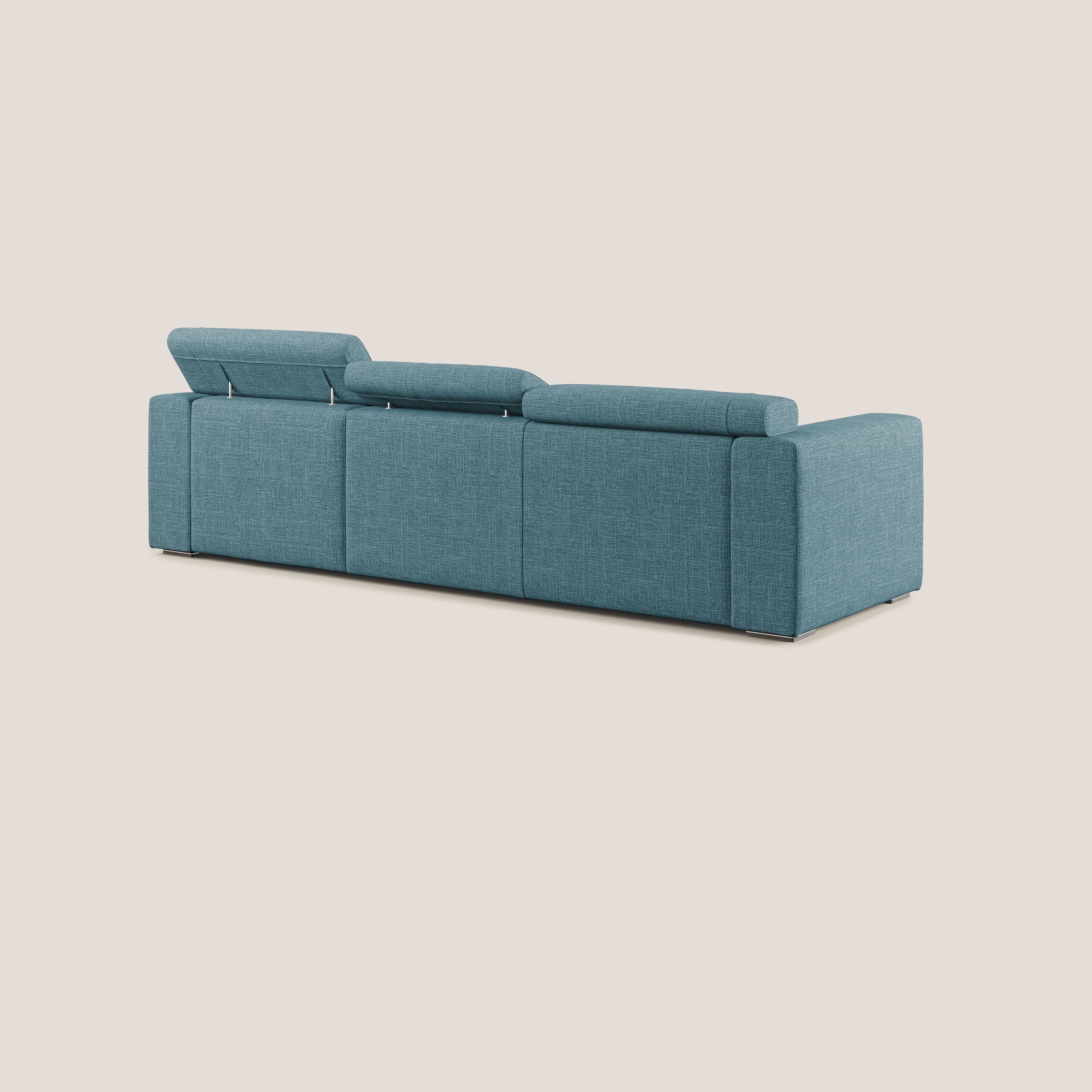 Vegas canapé d'angle avec têtières inclinables  en tissu doux imperméable T06 bleu ciel - Image 4