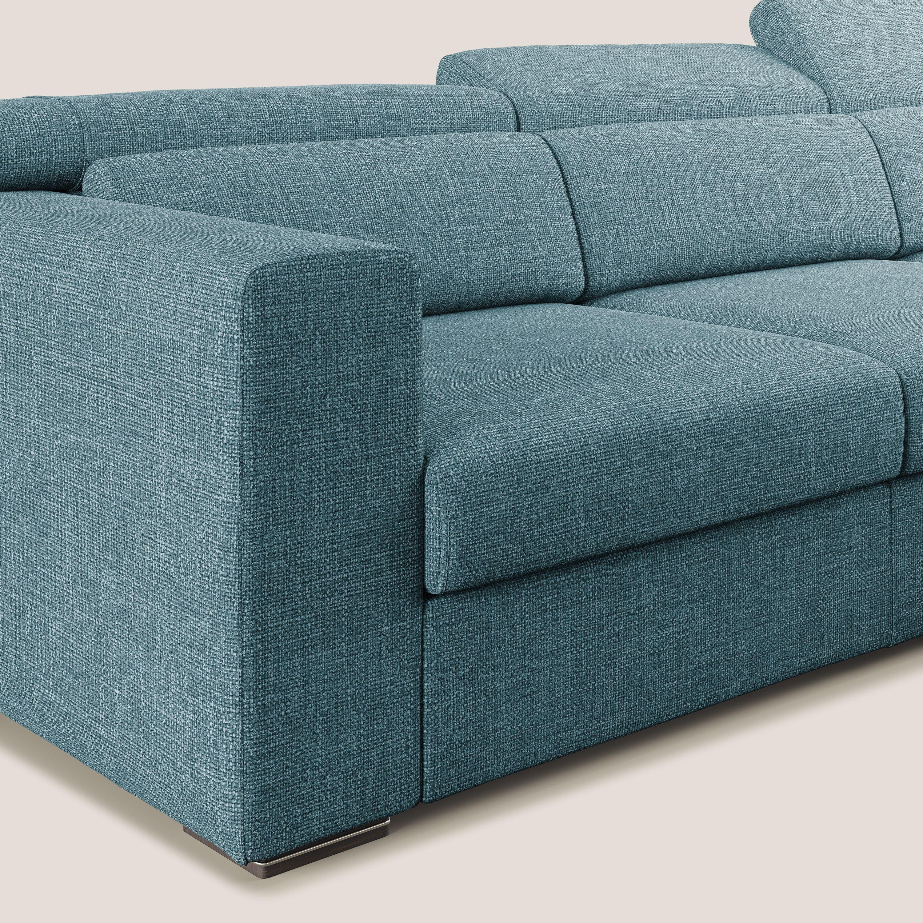Vegas canapé d'angle avec têtières inclinables  en tissu doux imperméable T06 bleu ciel - Image 5