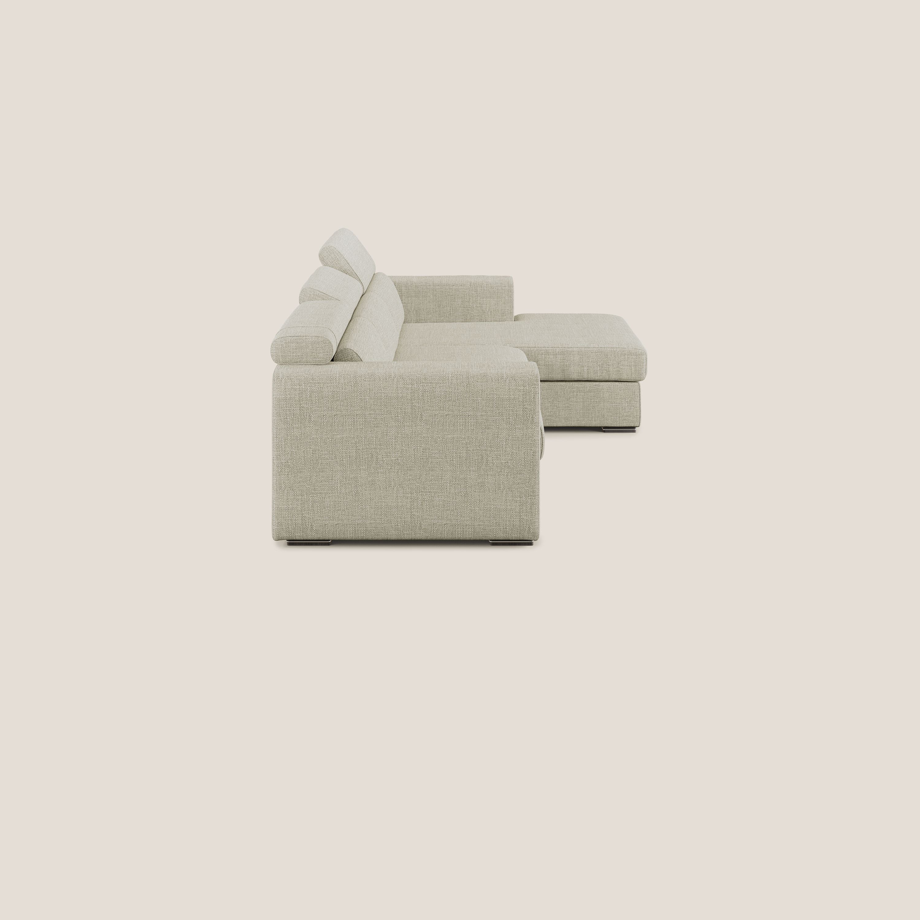 Vegas canapé d'angle avec têtières inclinables  en tissu doux imperméable T06 crème - Image 3