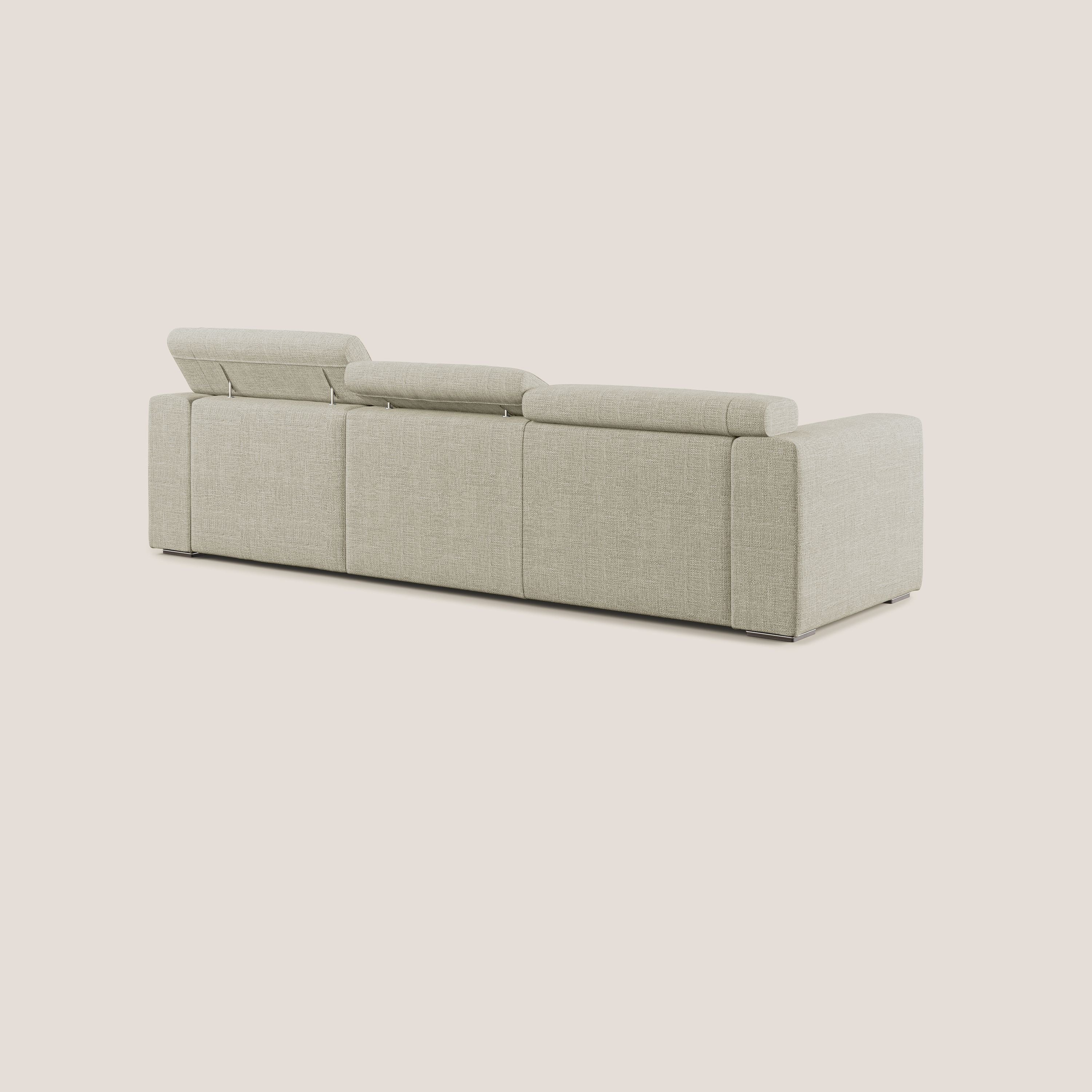 Vegas canapé d'angle avec têtières inclinables  en tissu doux imperméable T06 crème - Image 4