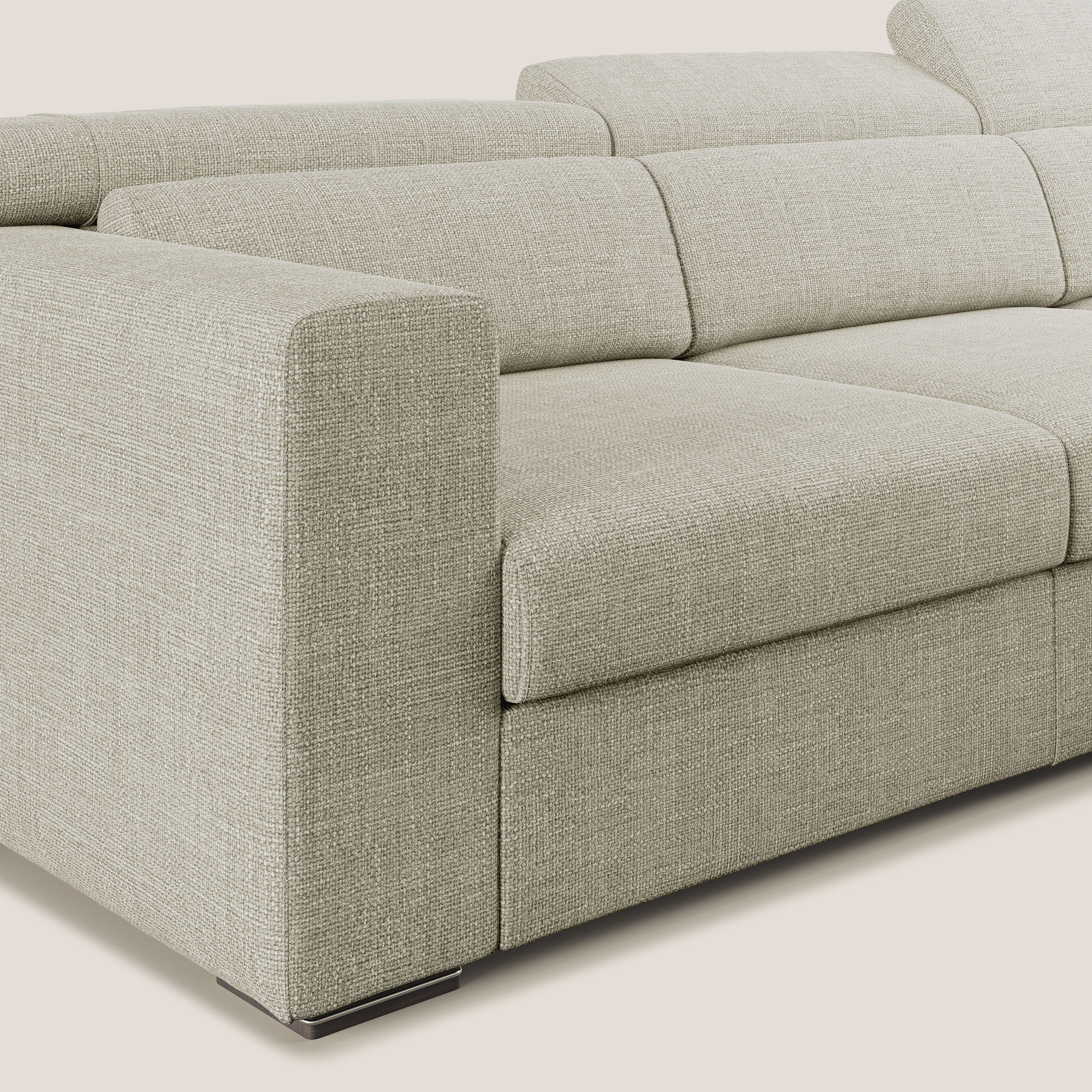 Vegas canapé d'angle avec têtières inclinables  en tissu doux imperméable T06 crème - Image 5
