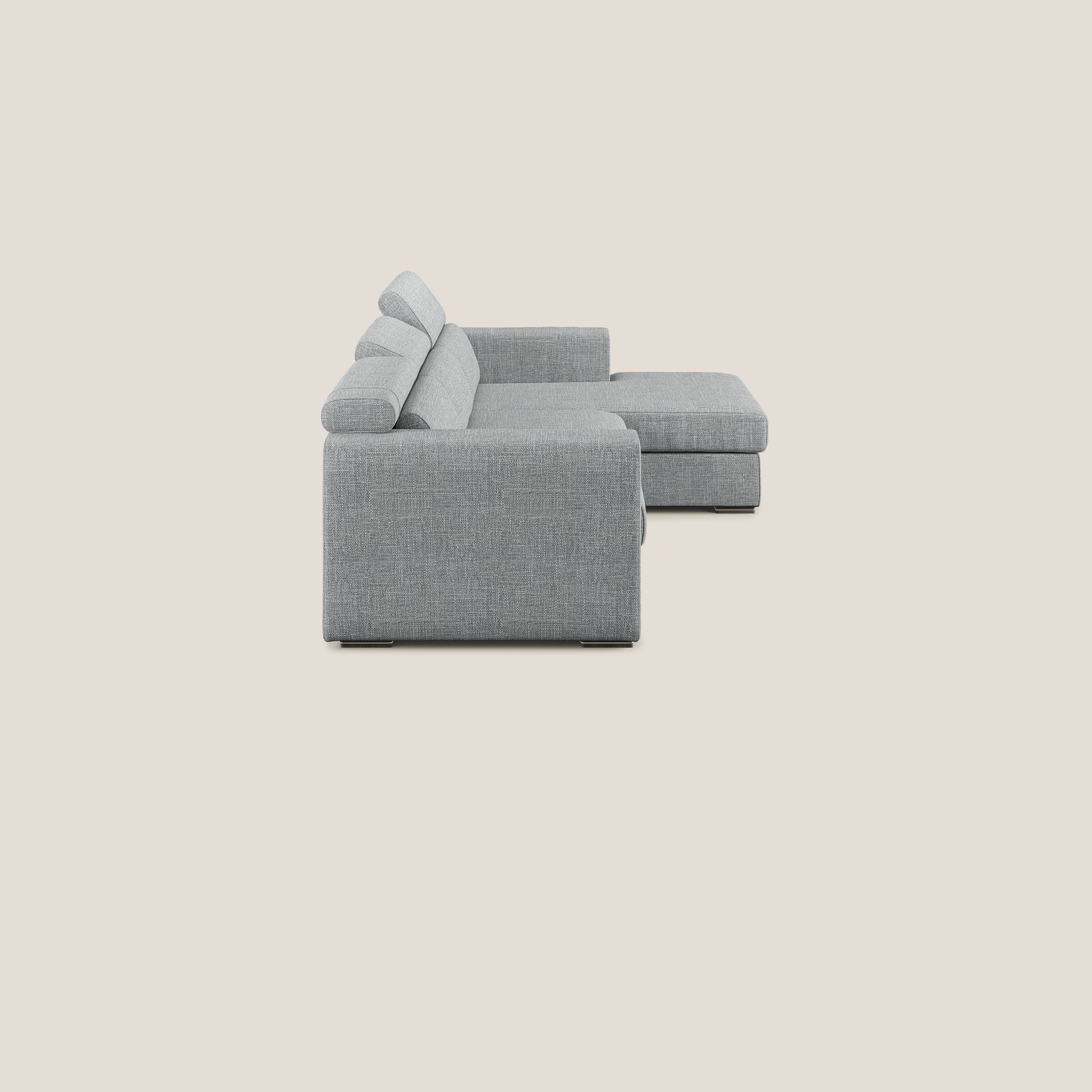 Vegas canapé d'angle avec têtières inclinables  en tissu doux imperméable T06 gris - Image 3