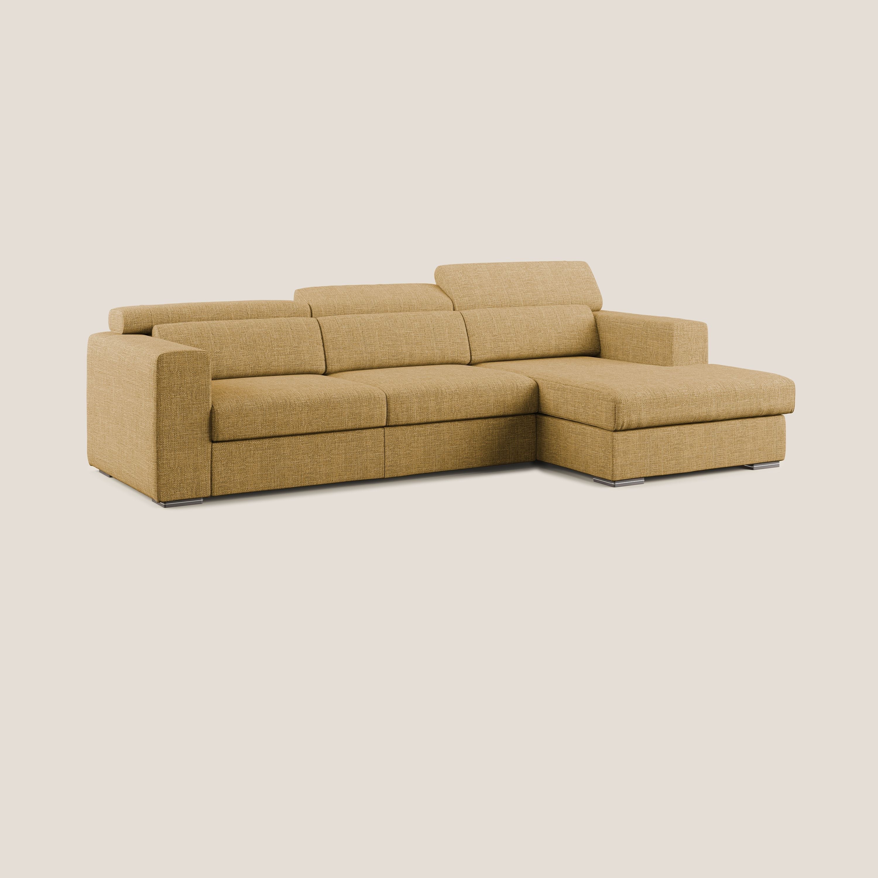 Vegas canapé d'angle avec têtières inclinables  en tissu doux imperméable T06 jaune - Image 2