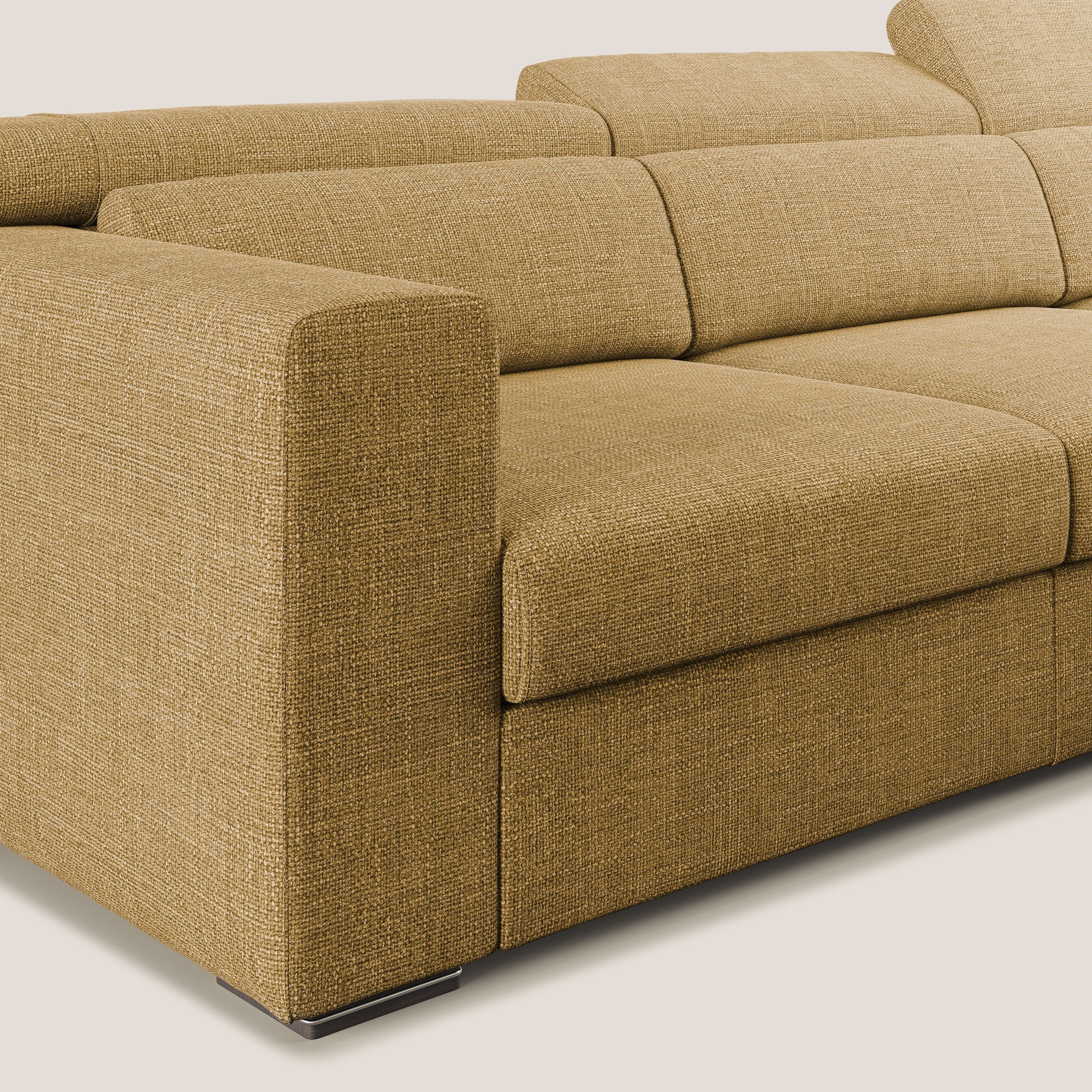 Vegas canapé d'angle avec têtières inclinables  en tissu doux imperméable T06 jaune - Image 5