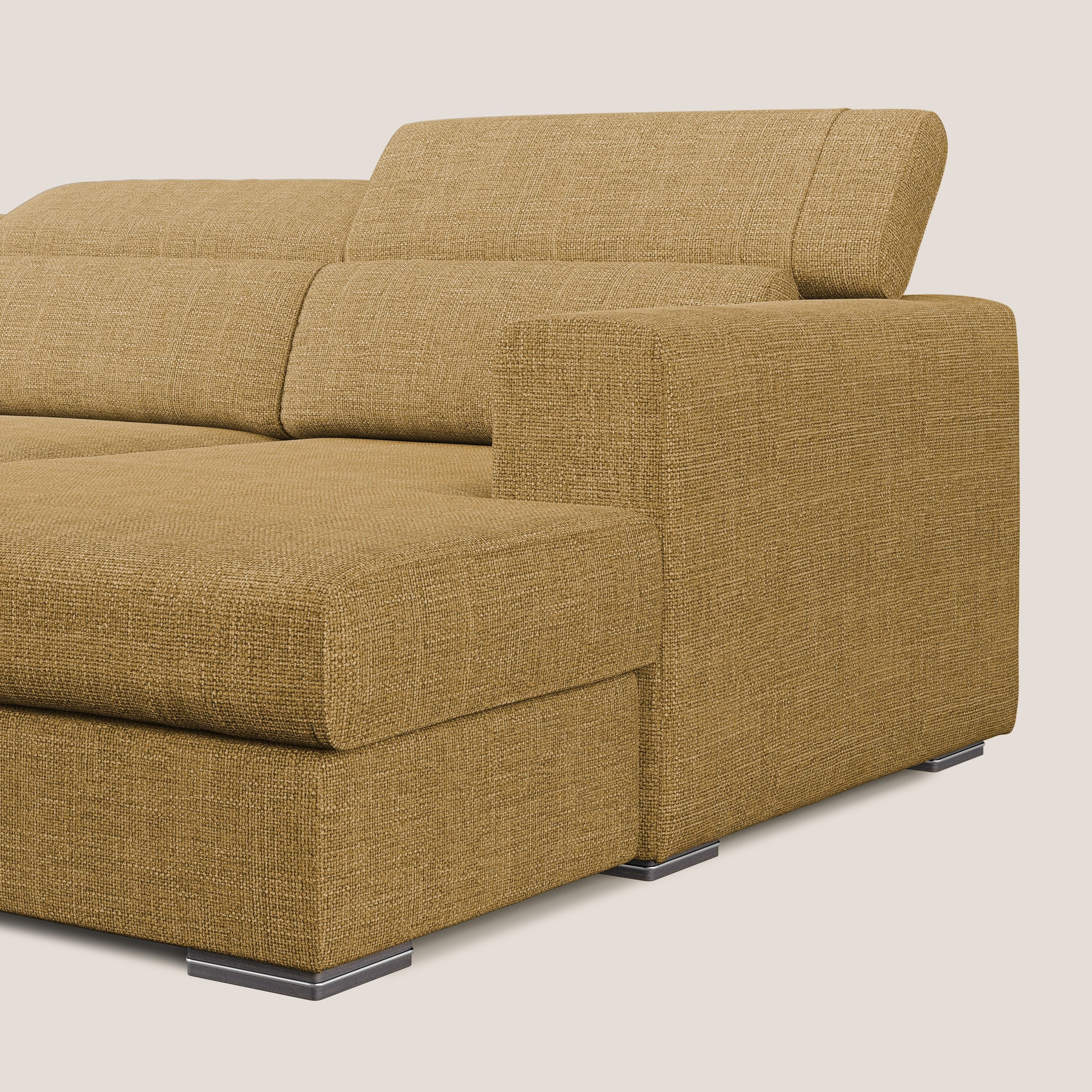 Vegas canapé d'angle avec têtières inclinables  en tissu doux imperméable T06 jaune - Image 7