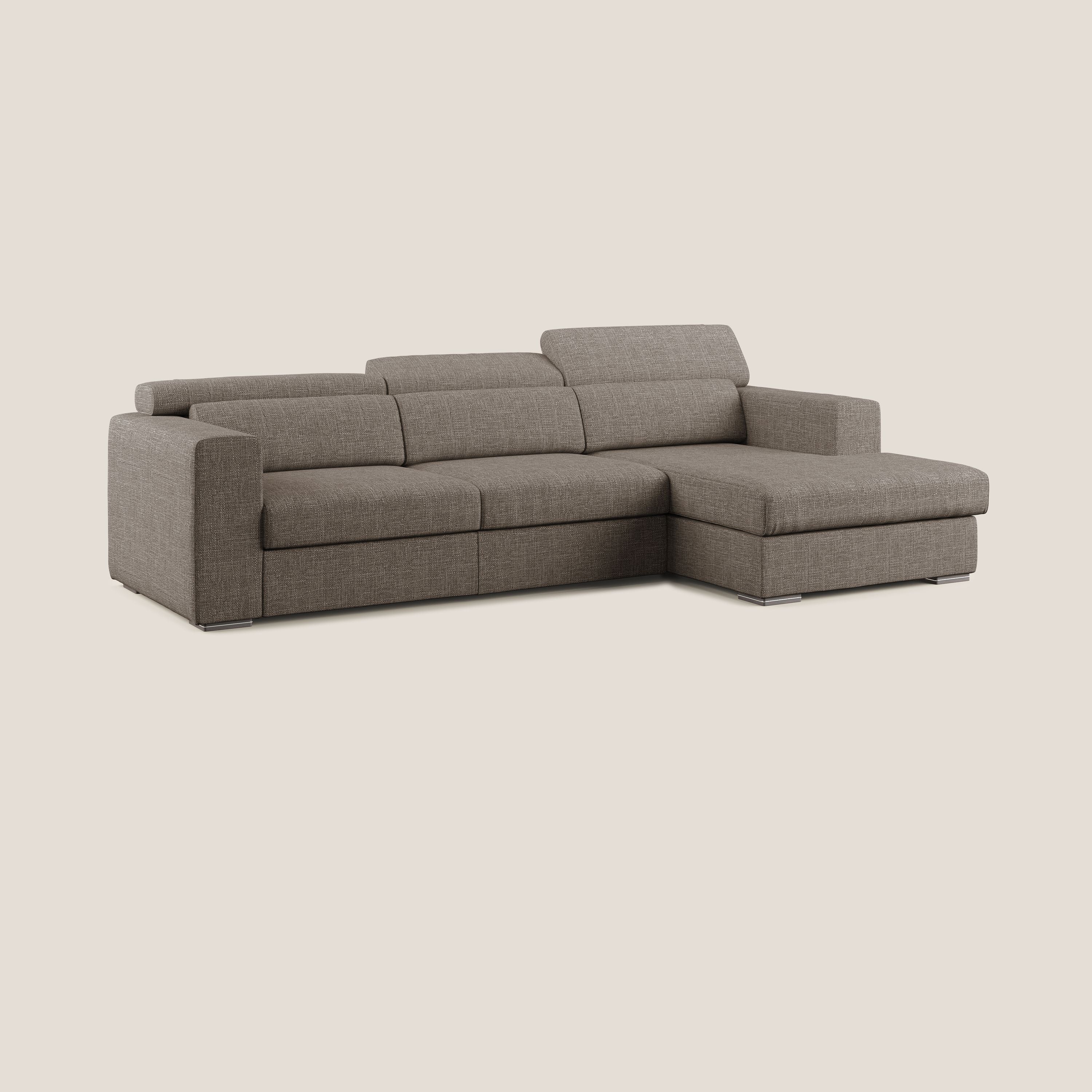Vegas canapé d'angle avec têtières inclinables  en tissu doux imperméable T06 marron - Image 2