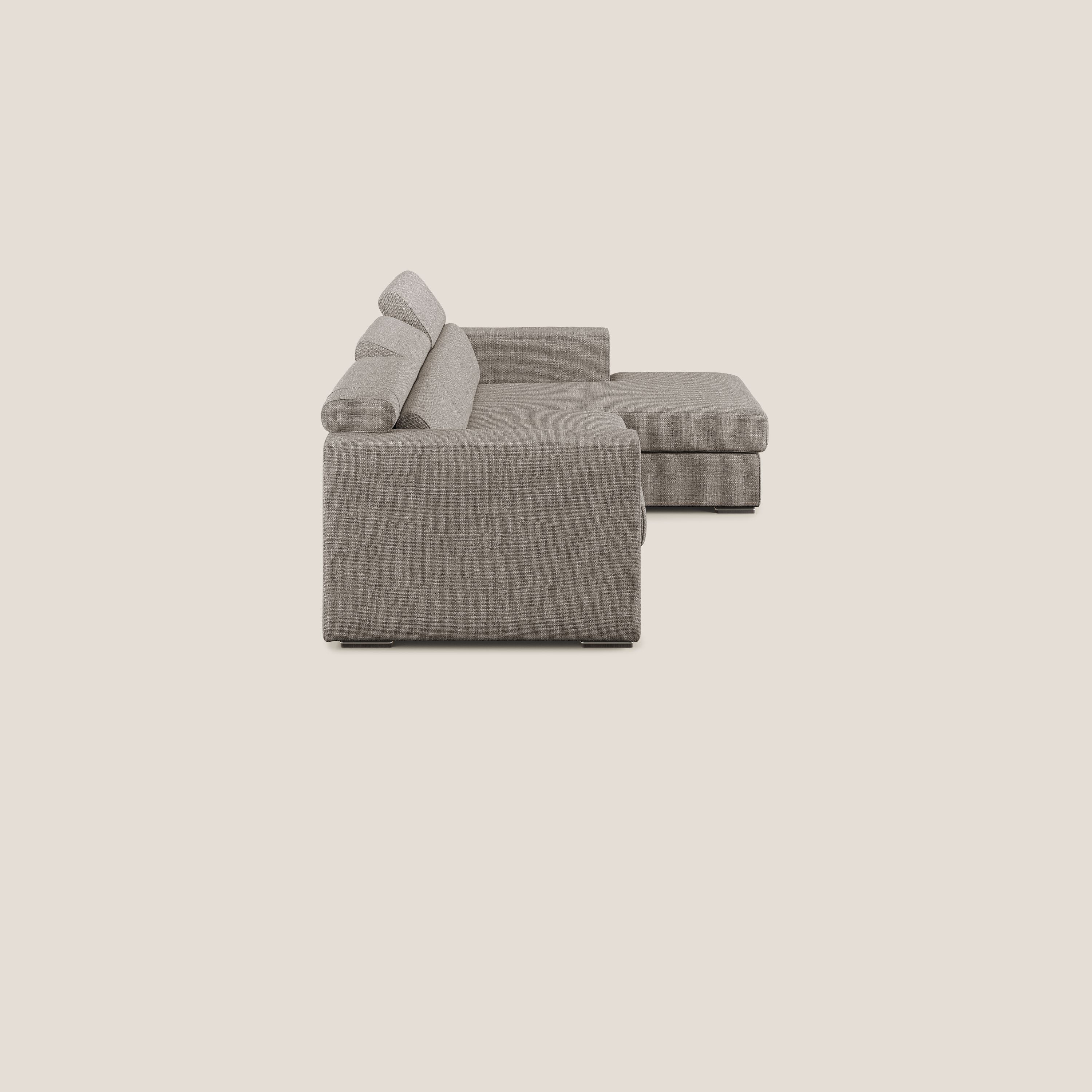 Vegas canapé d'angle avec têtières inclinables  en tissu doux imperméable T06 Taupe tortora - Image 3