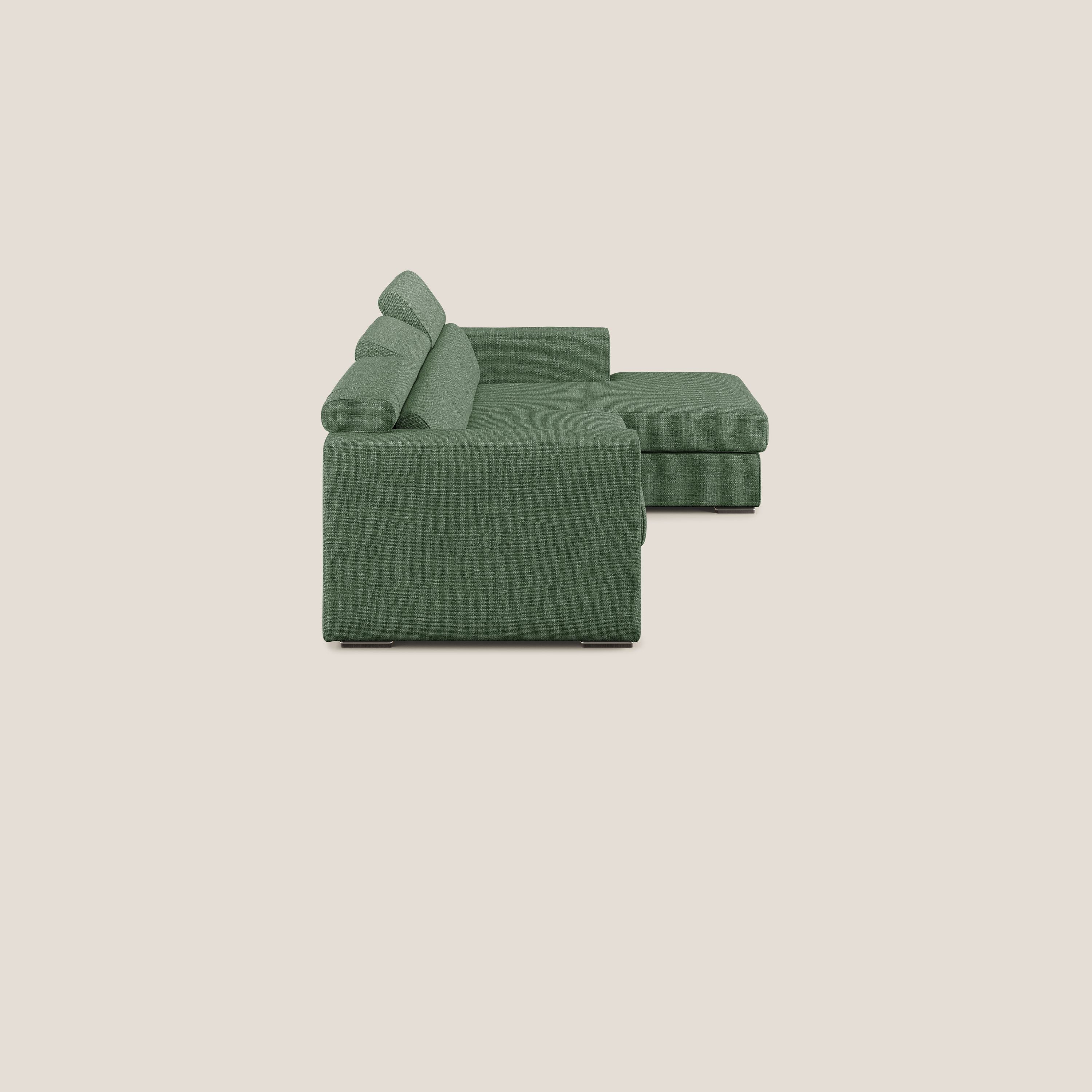 Vegas canapé d'angle avec têtières inclinables  en tissu doux imperméable T06 vert - Image 3