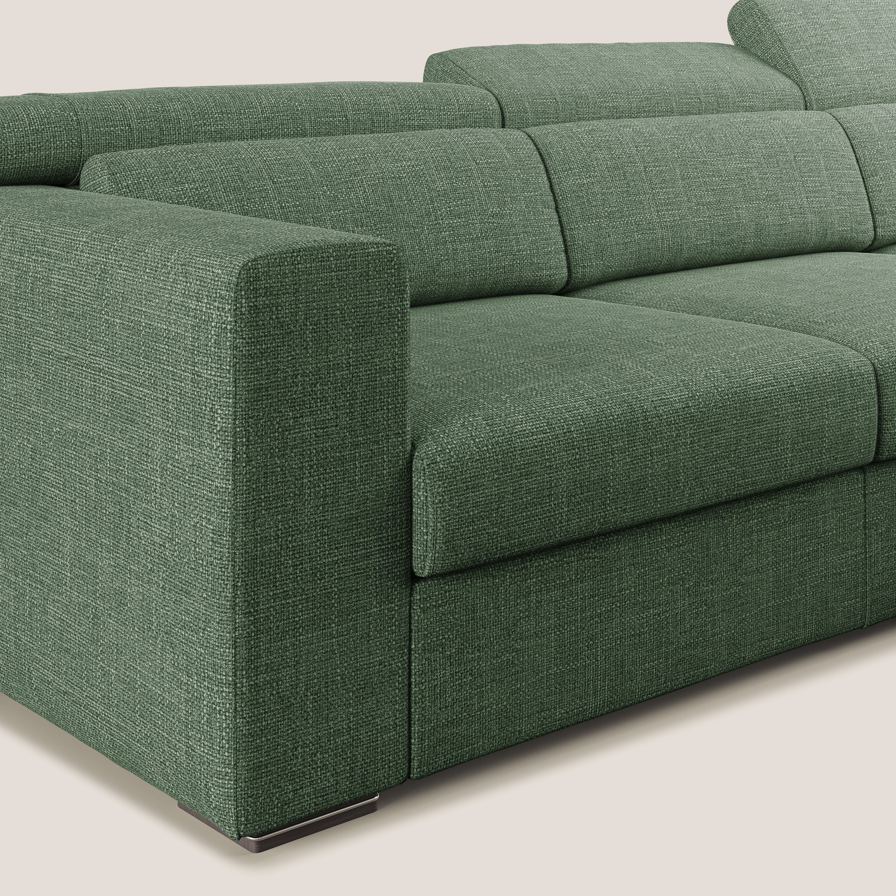 Vegas canapé d'angle avec têtières inclinables  en tissu doux imperméable T06 vert - Image 5