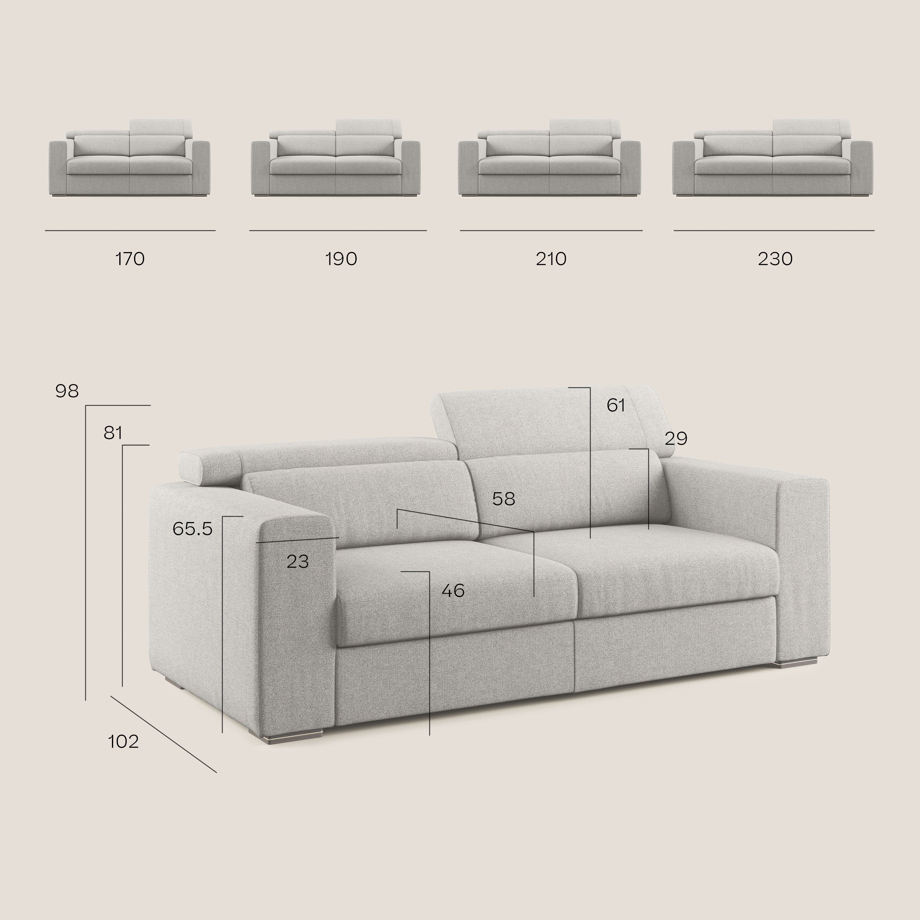 Vegas canapé avec têtières inclinables en tissu doux imperméable T06 gris - Image 9